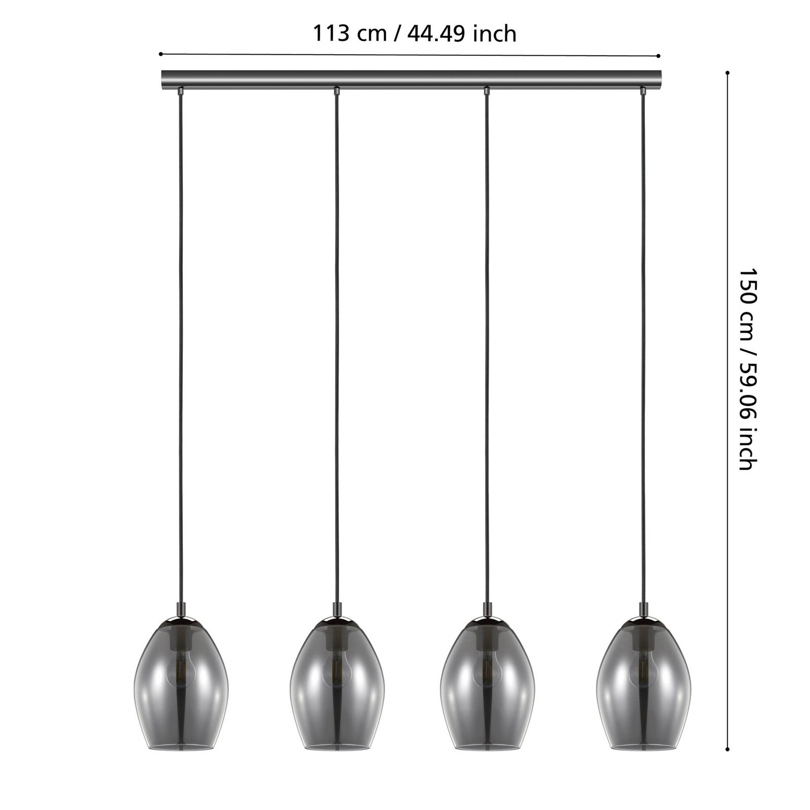 EGLO Stars Of Light Suspension Estanys, noir, à 4 lampes, longue