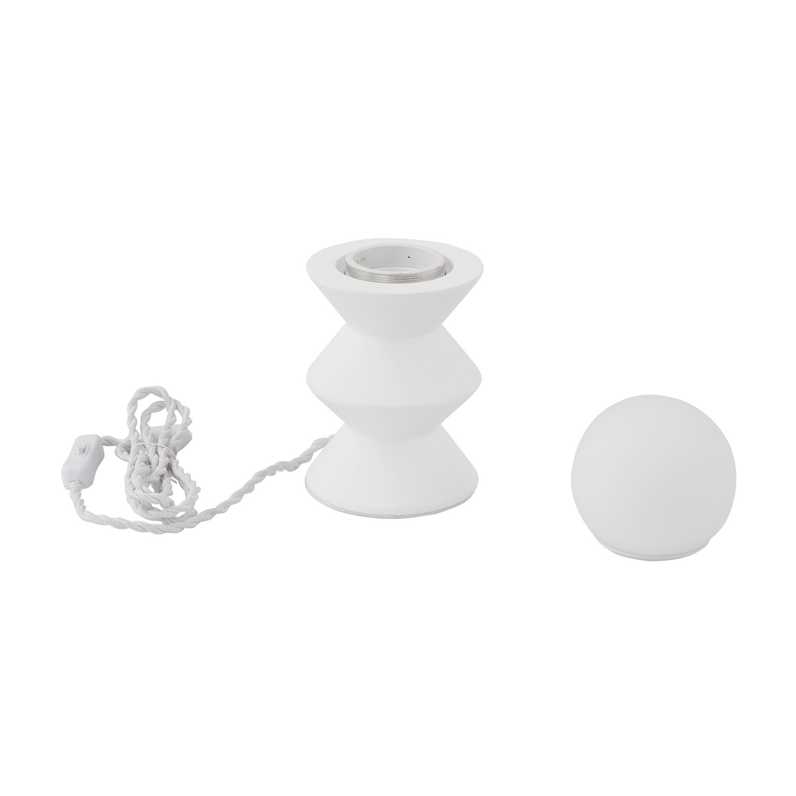 Lindby table lamp Nielson, white, height lampshade 9 cm, plaster