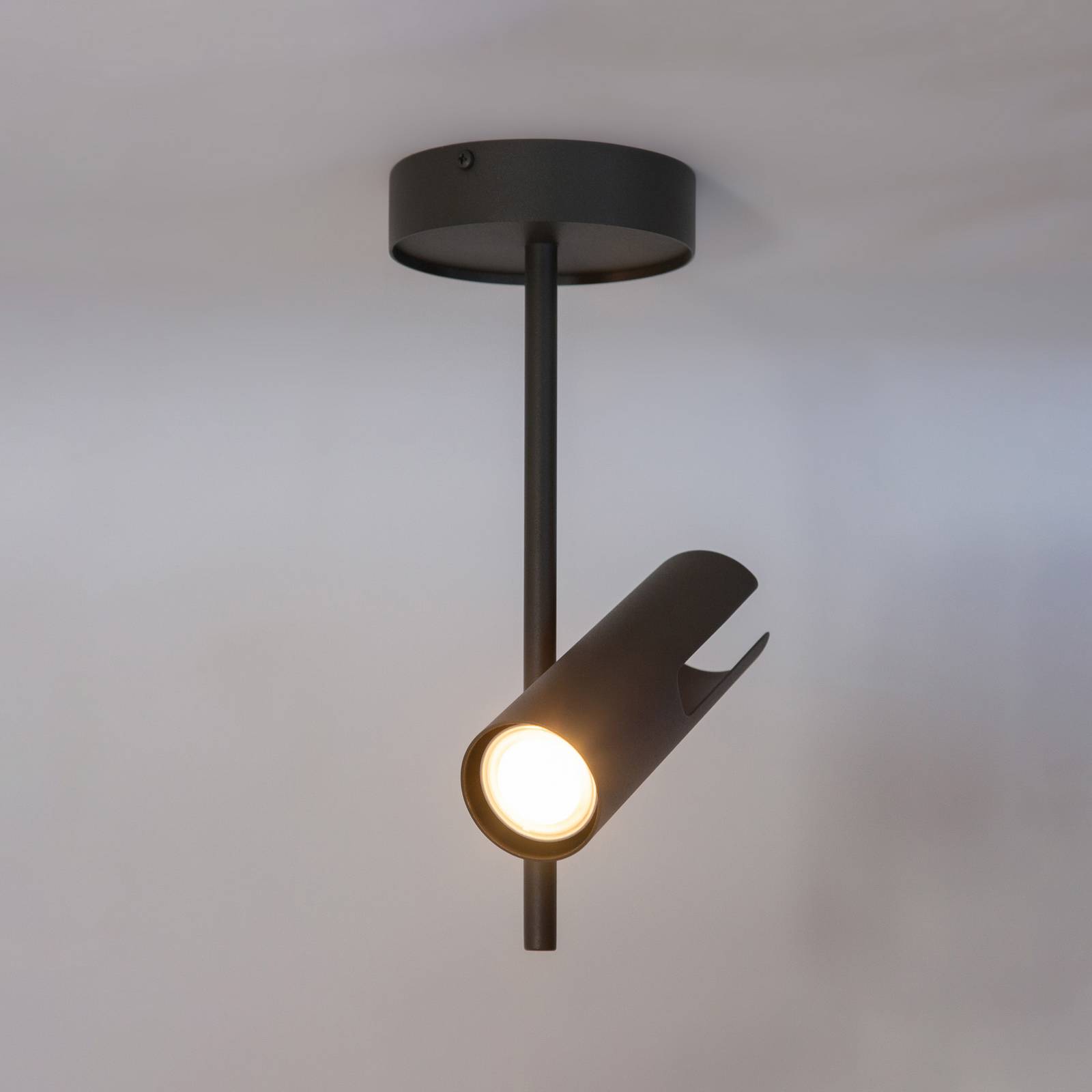 Deckenspot Leda 1, olivgrün, 1-flammig, Stahl, Höhe 34 cm günstig online kaufen