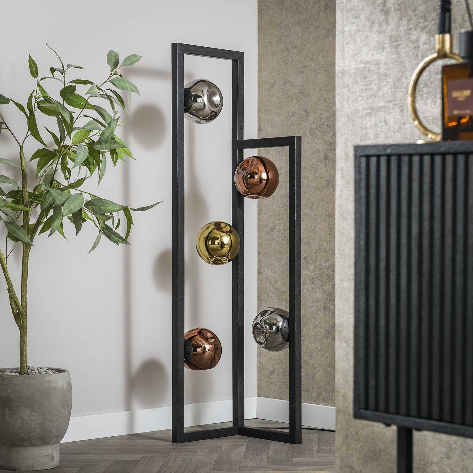 Lampa stojąca Stellar Stelaż, metal, szkło, wielokolorowy