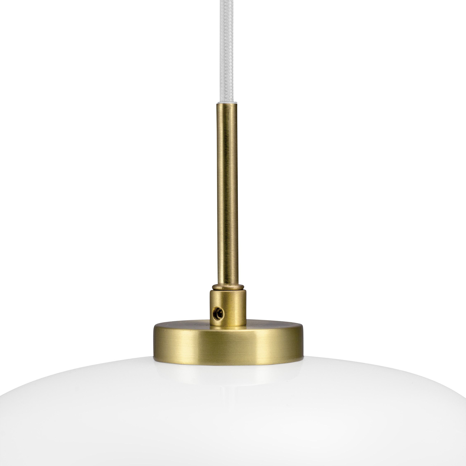 Dyberg Larsen hanging light Arp, brass-coloured, glass, Ø 30 cm