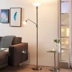 Lampadaire à éclairage indirect Lindby Jost, 180 cm, couleur nickel, lampe de