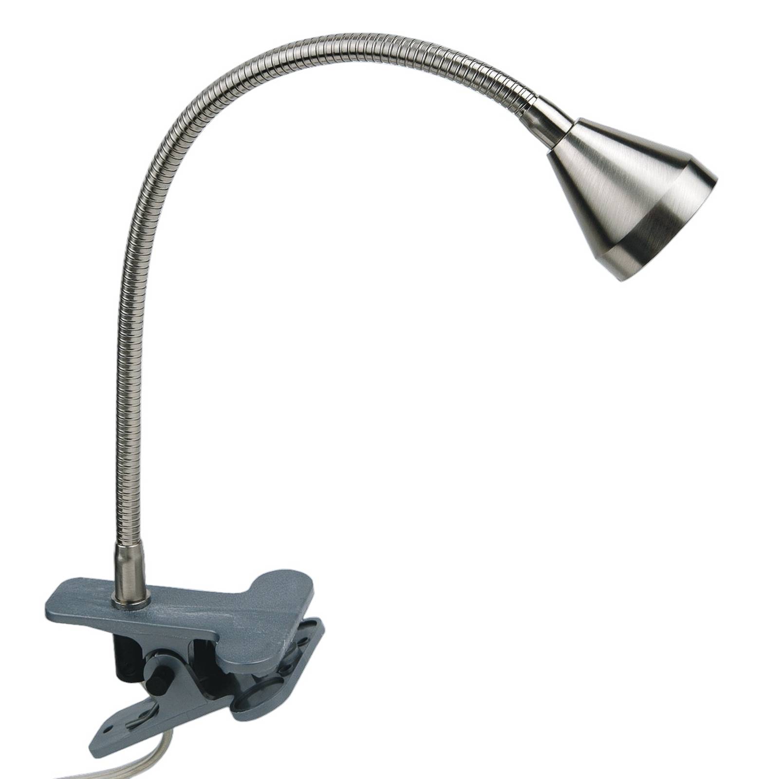 Busch LED klämlampa Mini flexibel arm nickel 3 000K