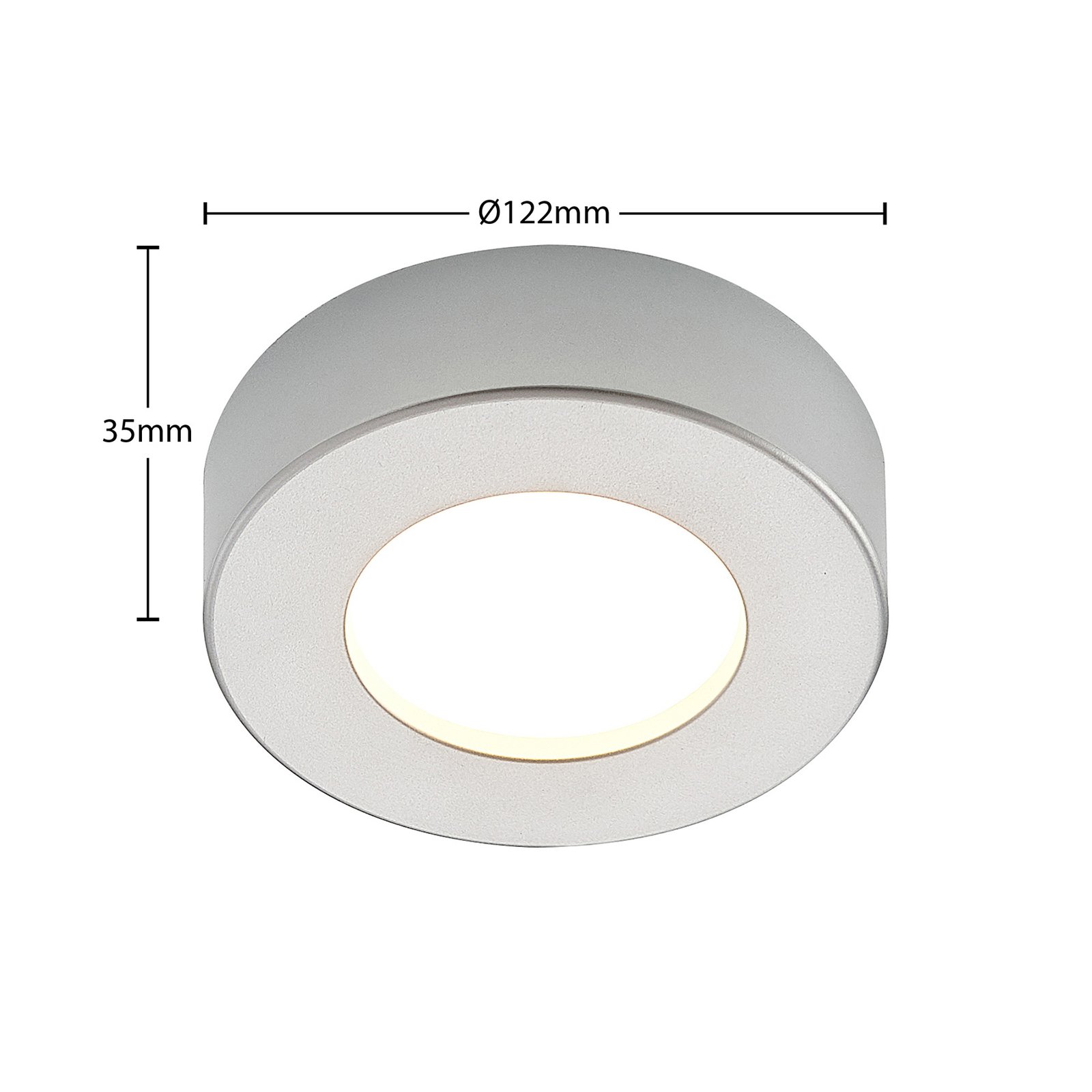 Prios LED ceiling lamp Edwina, silver, 12.2cm, 2pcs, dimmable