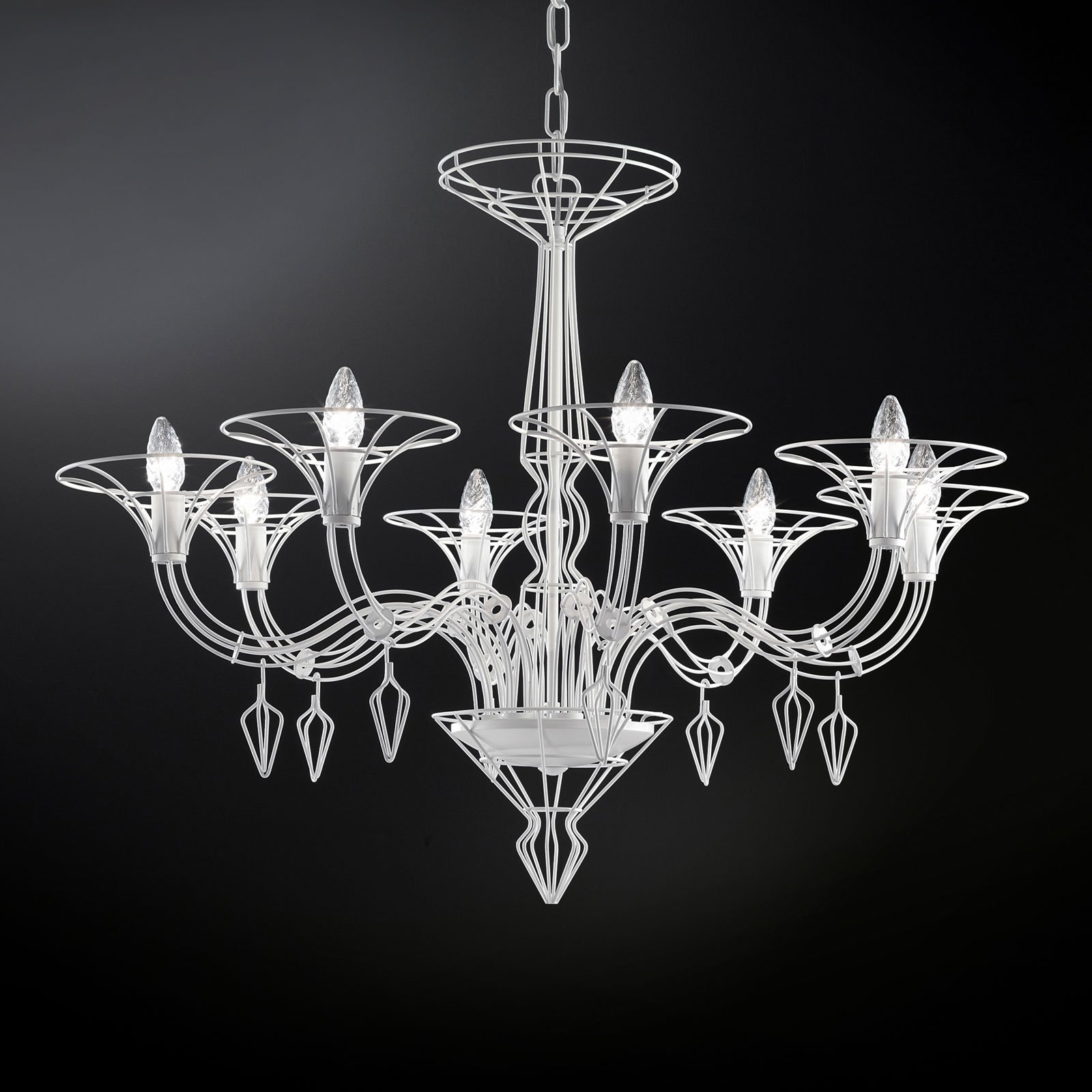 Dedalo chandelier 8-bulb white