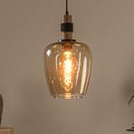 Ilona pendant light, glass, Ø 22 cm, black/amber, 1-bulb