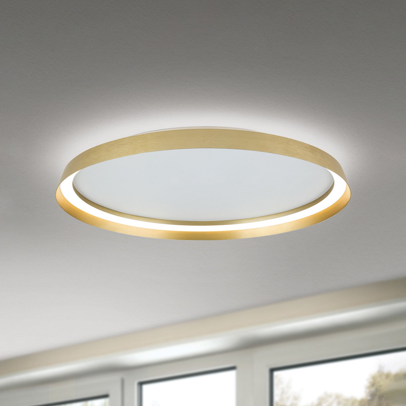 ORION Plafonieră LED Manta Ø 60 cm aurie aluminiu sus/jos - Camera de zi / sufragerie - modern - de culoare aurie