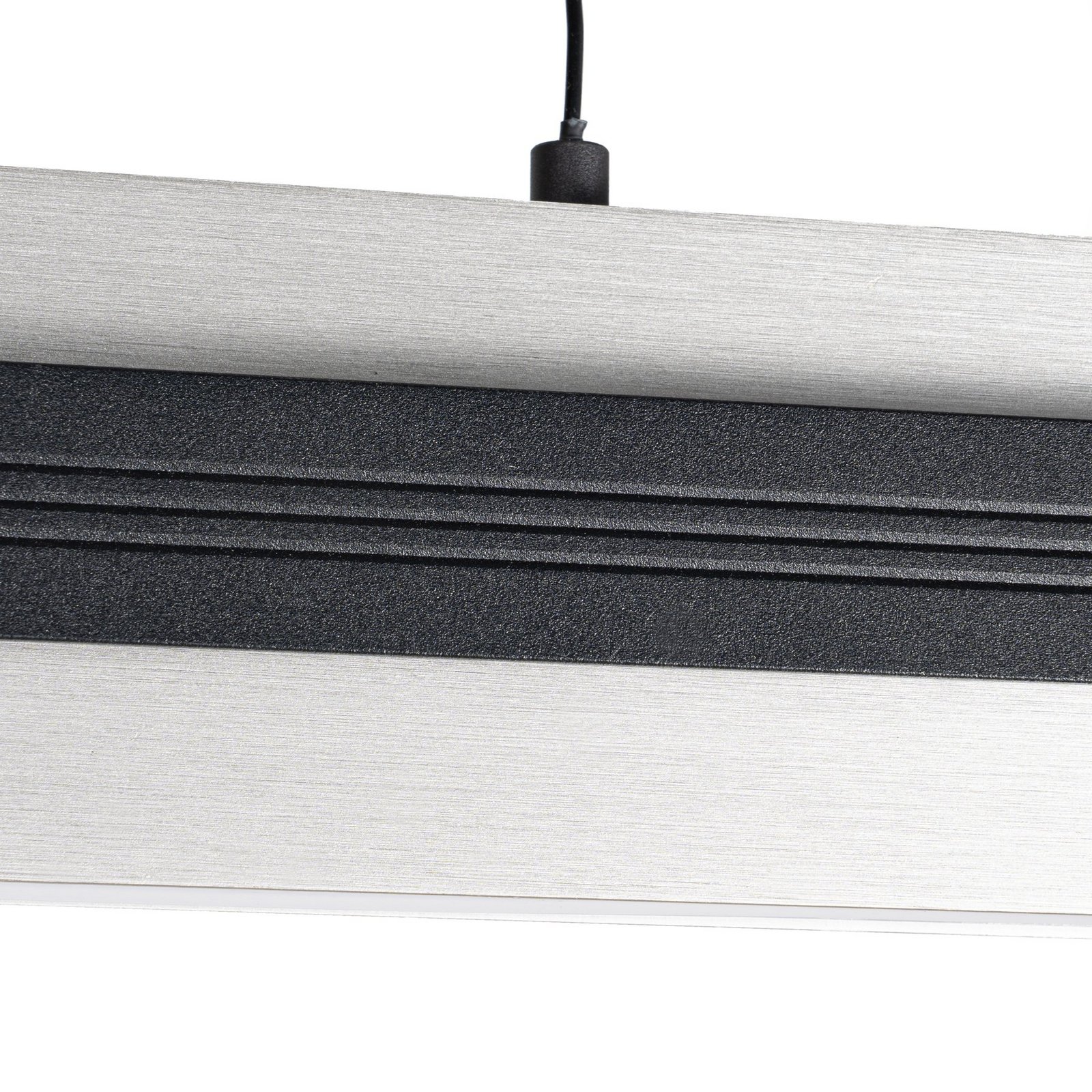 Suspension LED Lucande Tarnin, noir/nickel, 98 cm