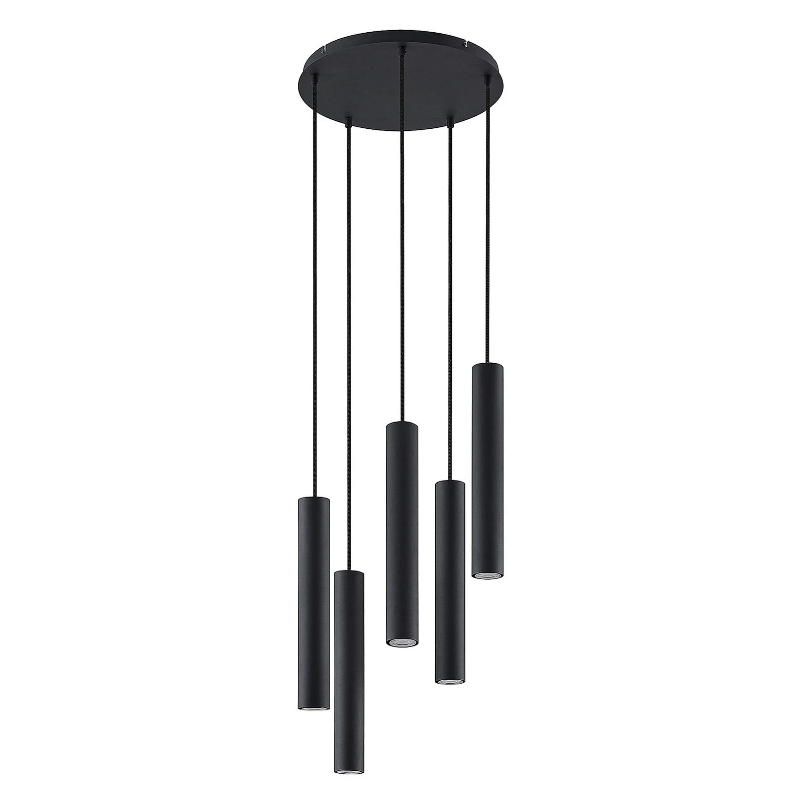 Lindby Sanad viseća svjetiljka, Ø 40 cm, 5 žarulja, crna, GU10