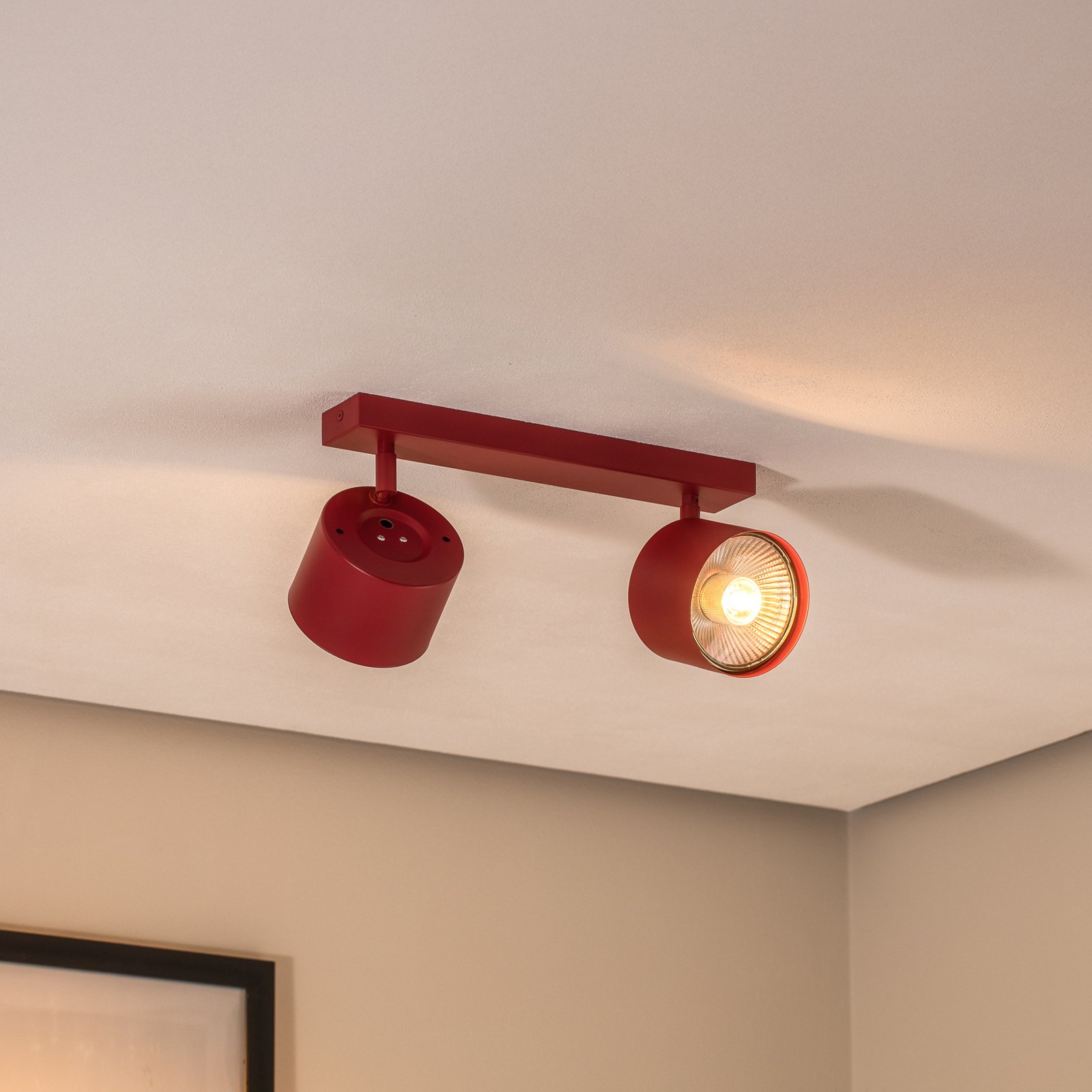 Spot soffitto Chloe regolabile 2 luci, rosso