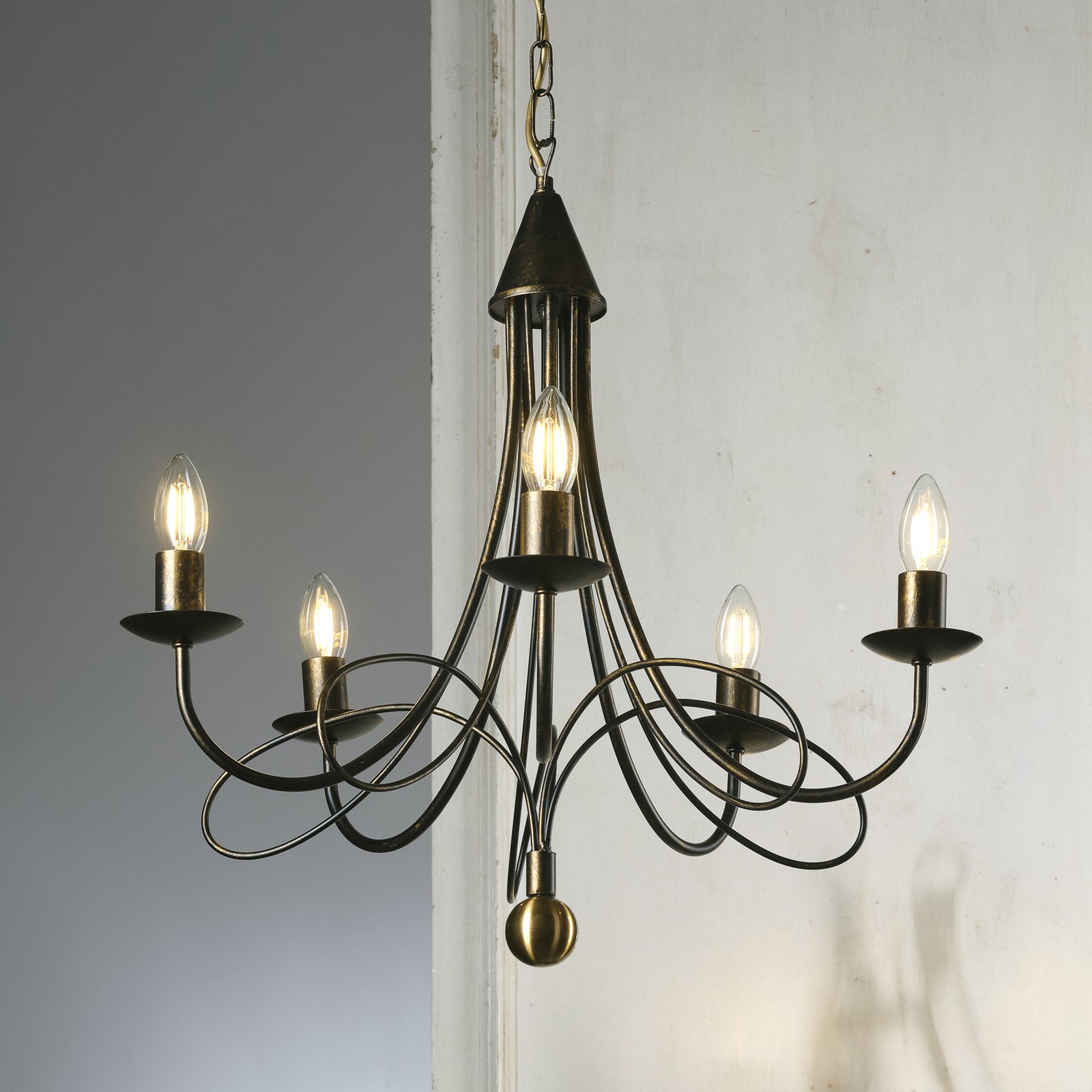 Lustre Milvia, à 5 lampes, couleur bronze, métal