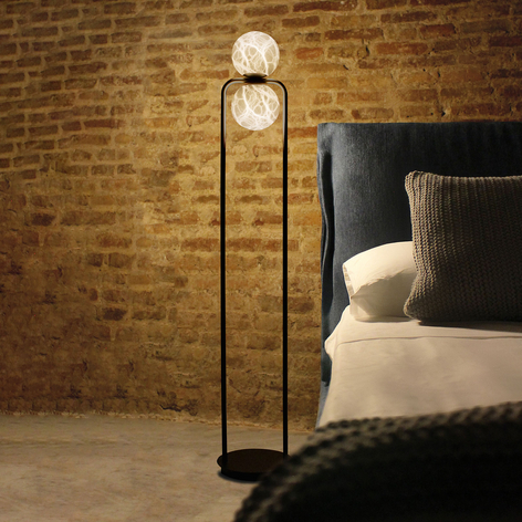 LED-Stehleuchte Tribeca mit Alabaster zweiflammig