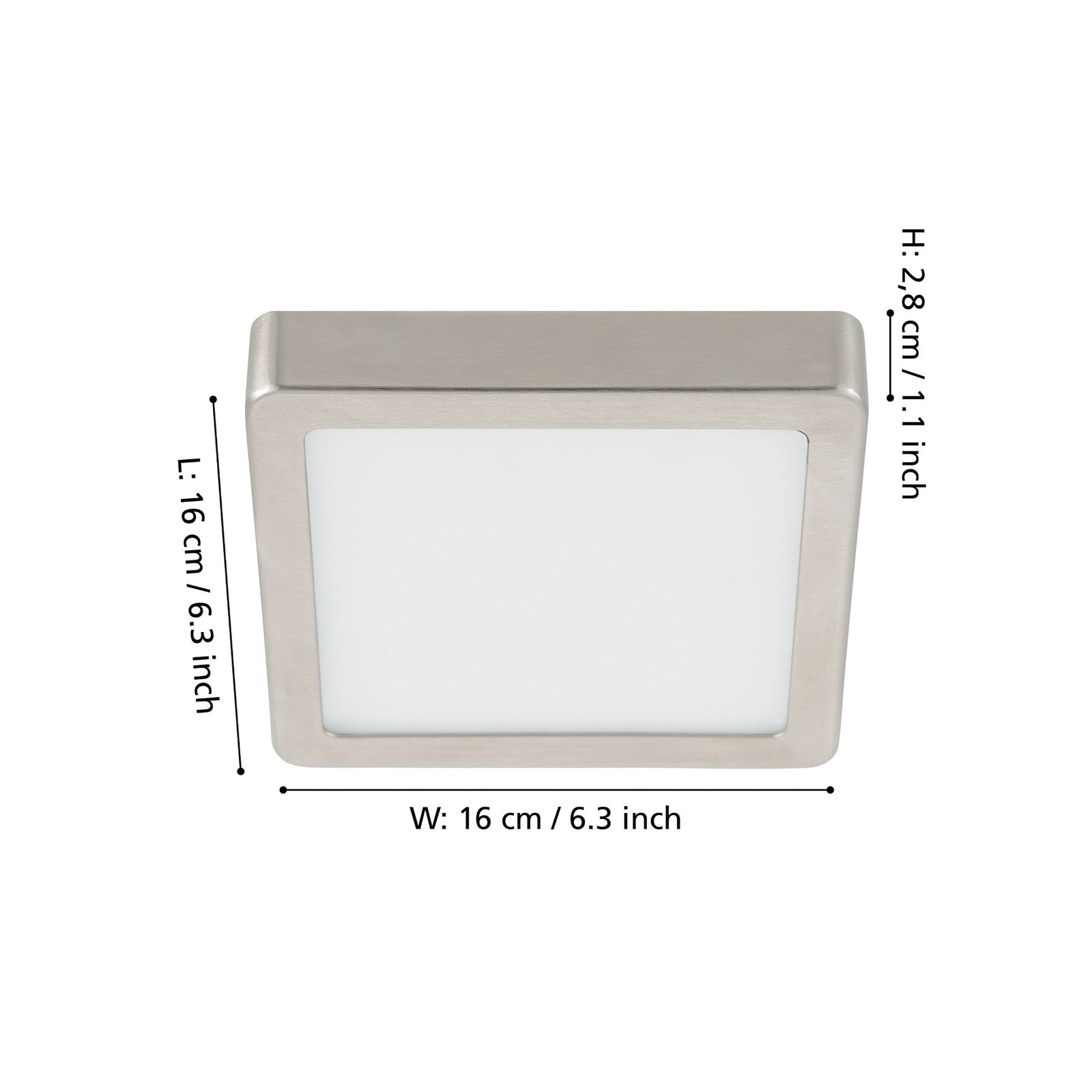 Fueva 5 IP20 830 nickel 16x16cm surface-mounted LED panel