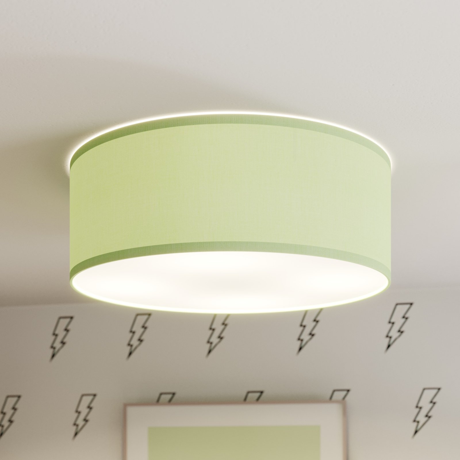 Rondo Kids ceiling light, Ø 38 cm, green