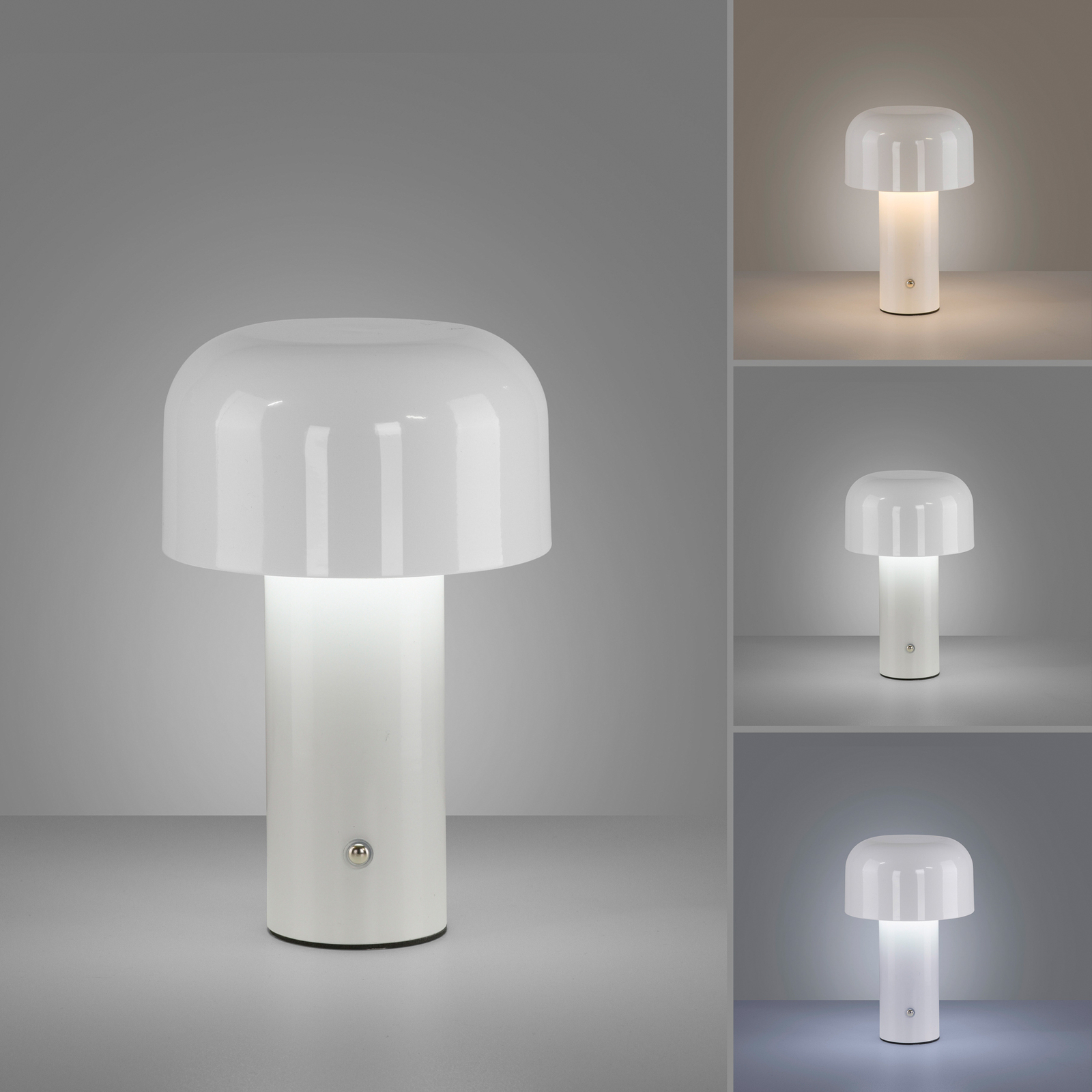 JUST LIGHT. Agnes LED-es újratölthető asztali lámpa, fehér, vas, CCT