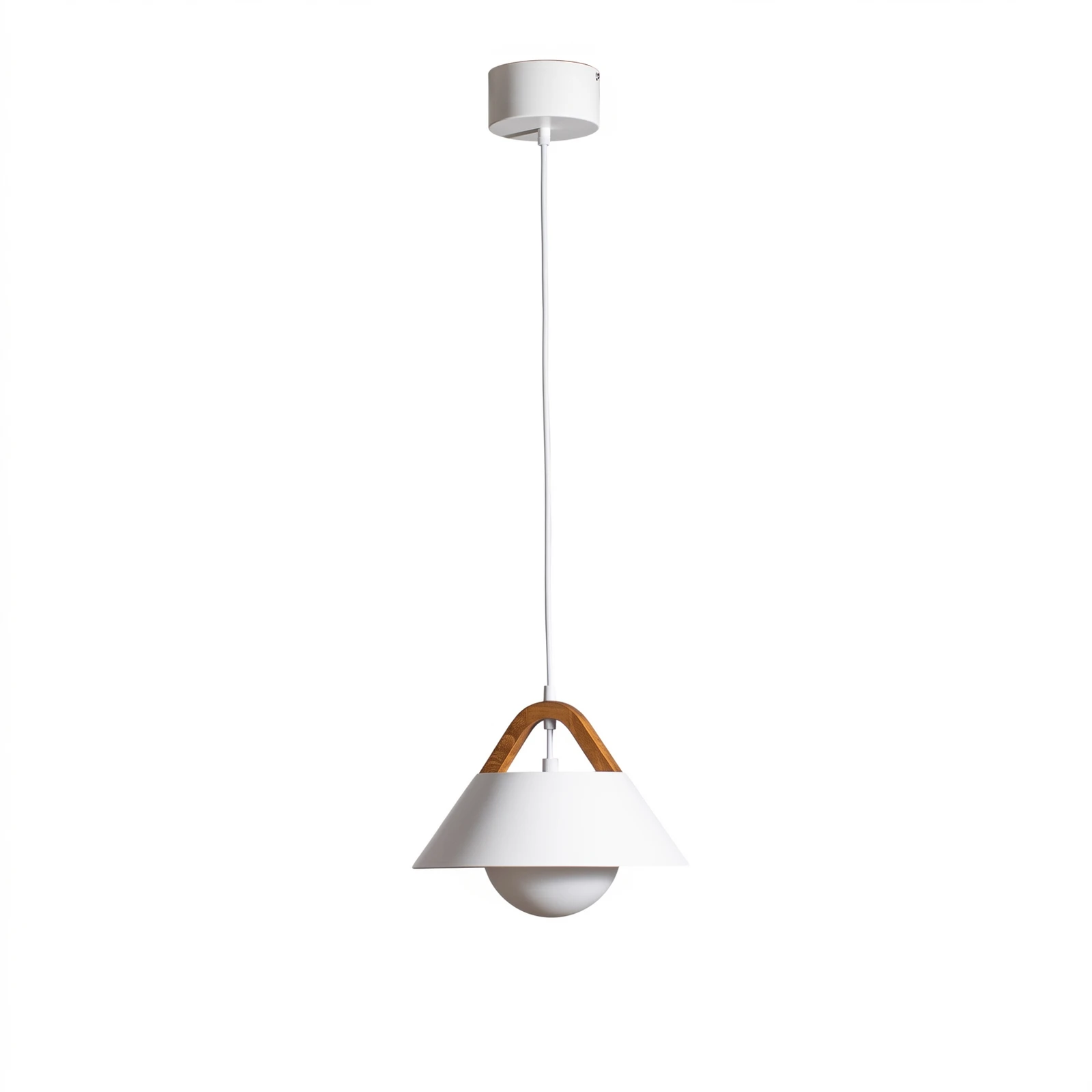Lampă suspendată Funda, albă, Ø 30 cm, 1 bec, metal/sticlă