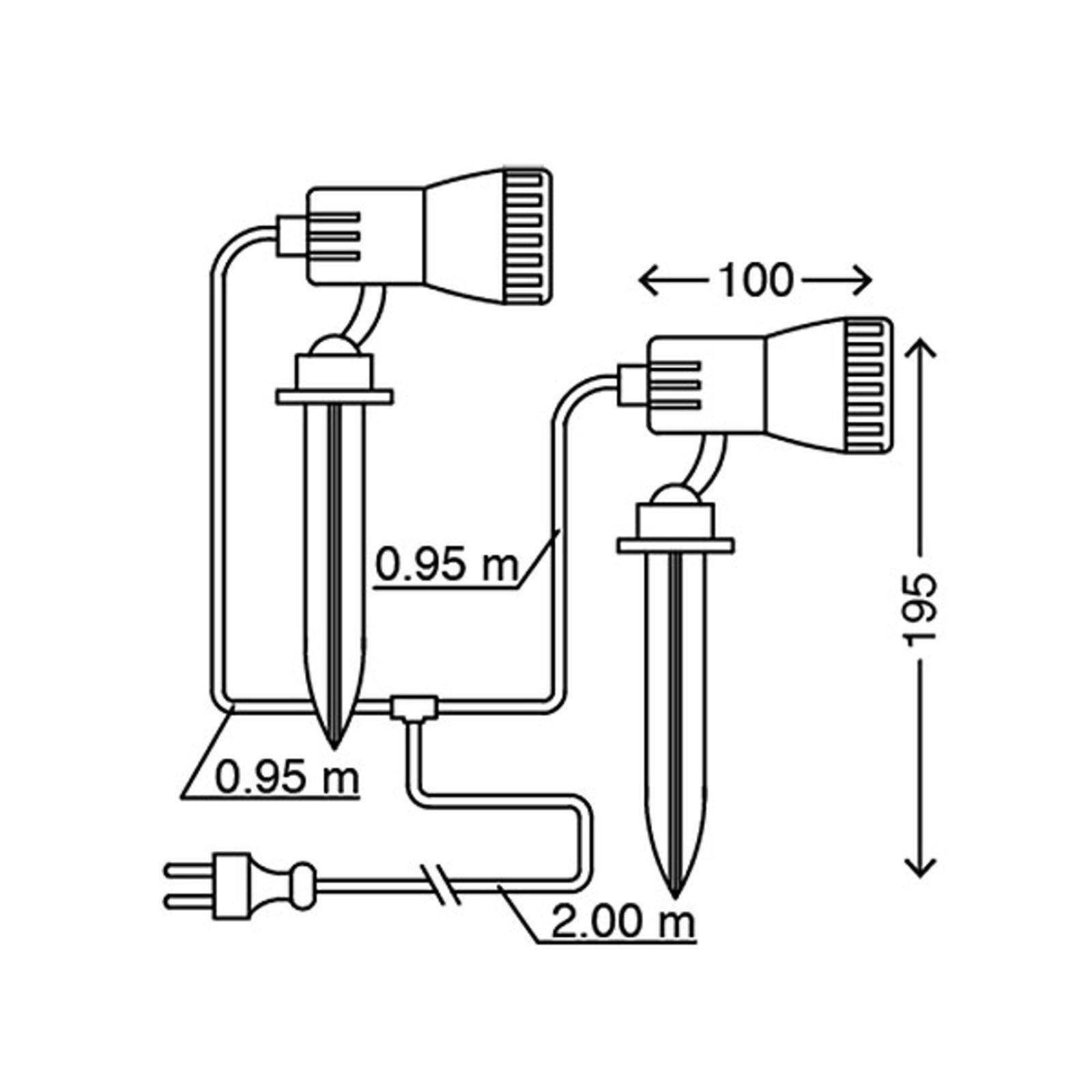 zestaw 2 lamp z grotem ziemnym LED Terra z kolorowymi filtrami