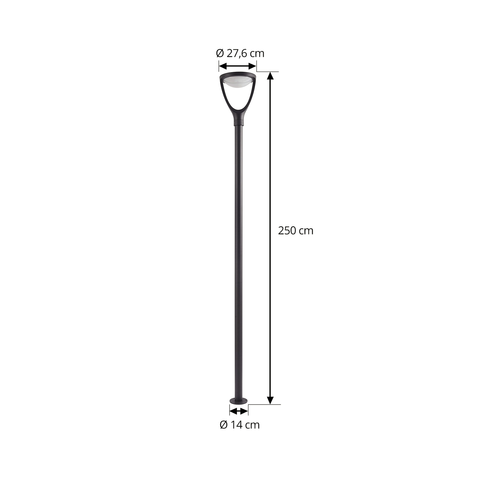 Lampa zewnętrzna Filor Lucande LED, czarna, aluminium, 250 cm