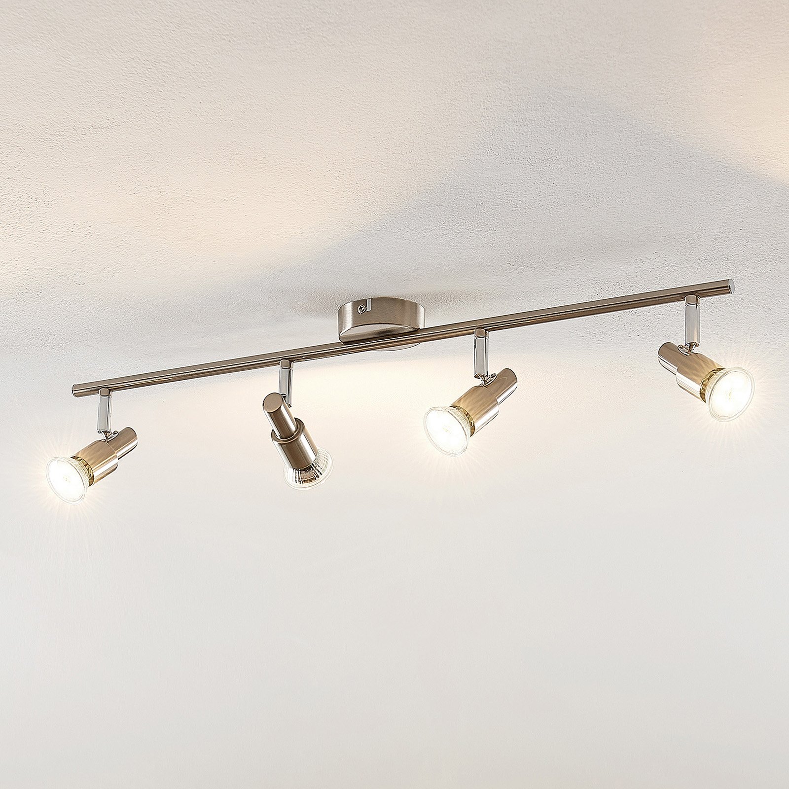 ELC Farida LED ceiling lamp, nickel, 4-bulb