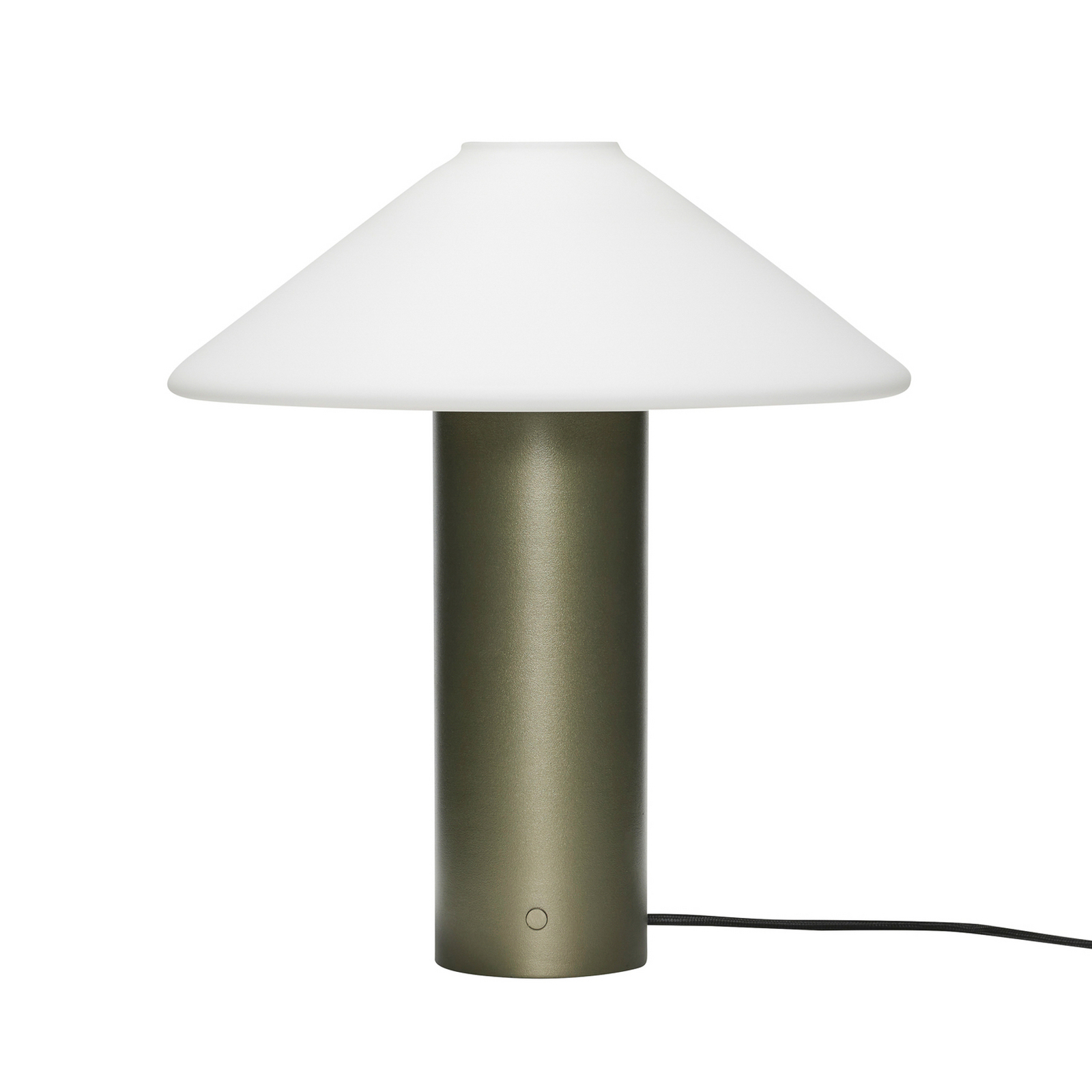 Lampada da tavolo Hübsch Orbit, verde scuro, bianco, ferro, vetro