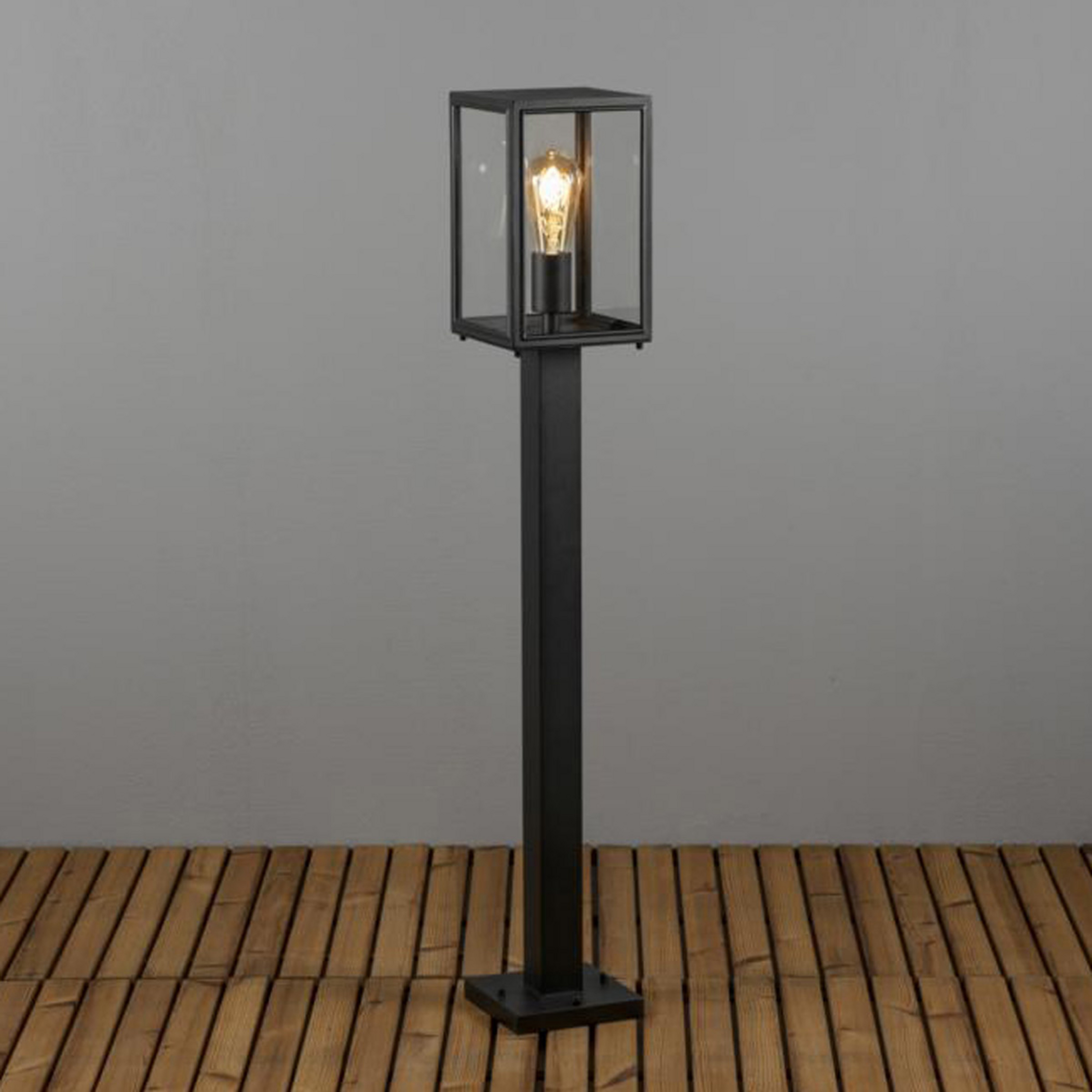 Borne lumineuse Carpi, forme lanterne, noire