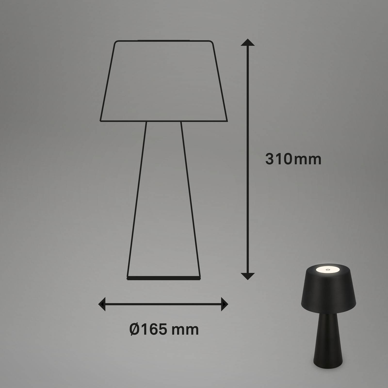 LED-bordlampe Kihi med oppladbart batteri svart