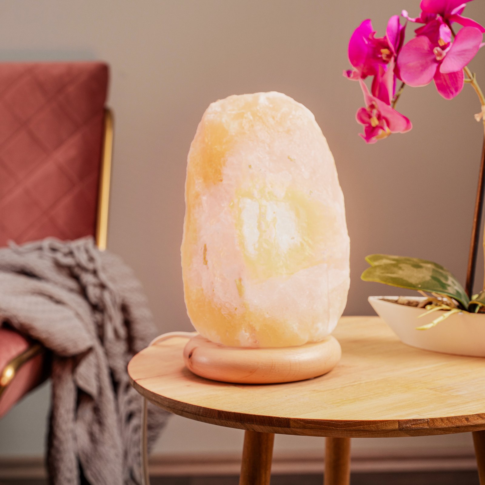 Envostar Harmony salt lamp Natur with wooden base