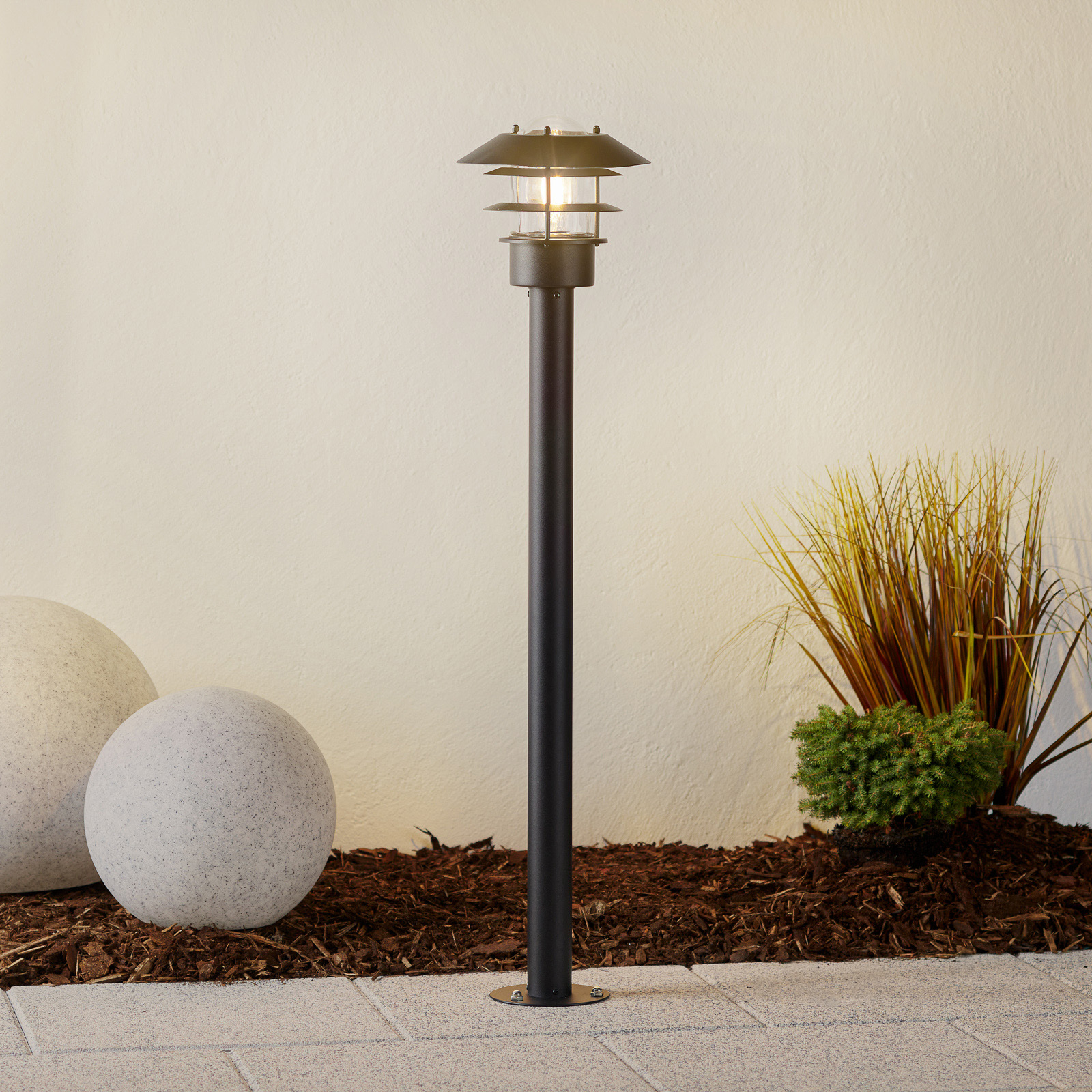 Lucide Zico bollard light, aluminium, black, aluminium, glass, E27, 60 W, energy efficiency: A++, H: 100 cm