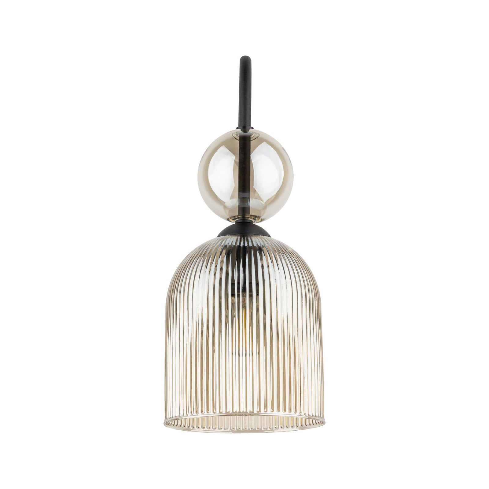 Vägglampa Sophia, konjak/svart, glas, höjd 33,5 cm, E14 Vägglampa Sophia, konjak/svart, glas, höjd 33,5 cm, E14