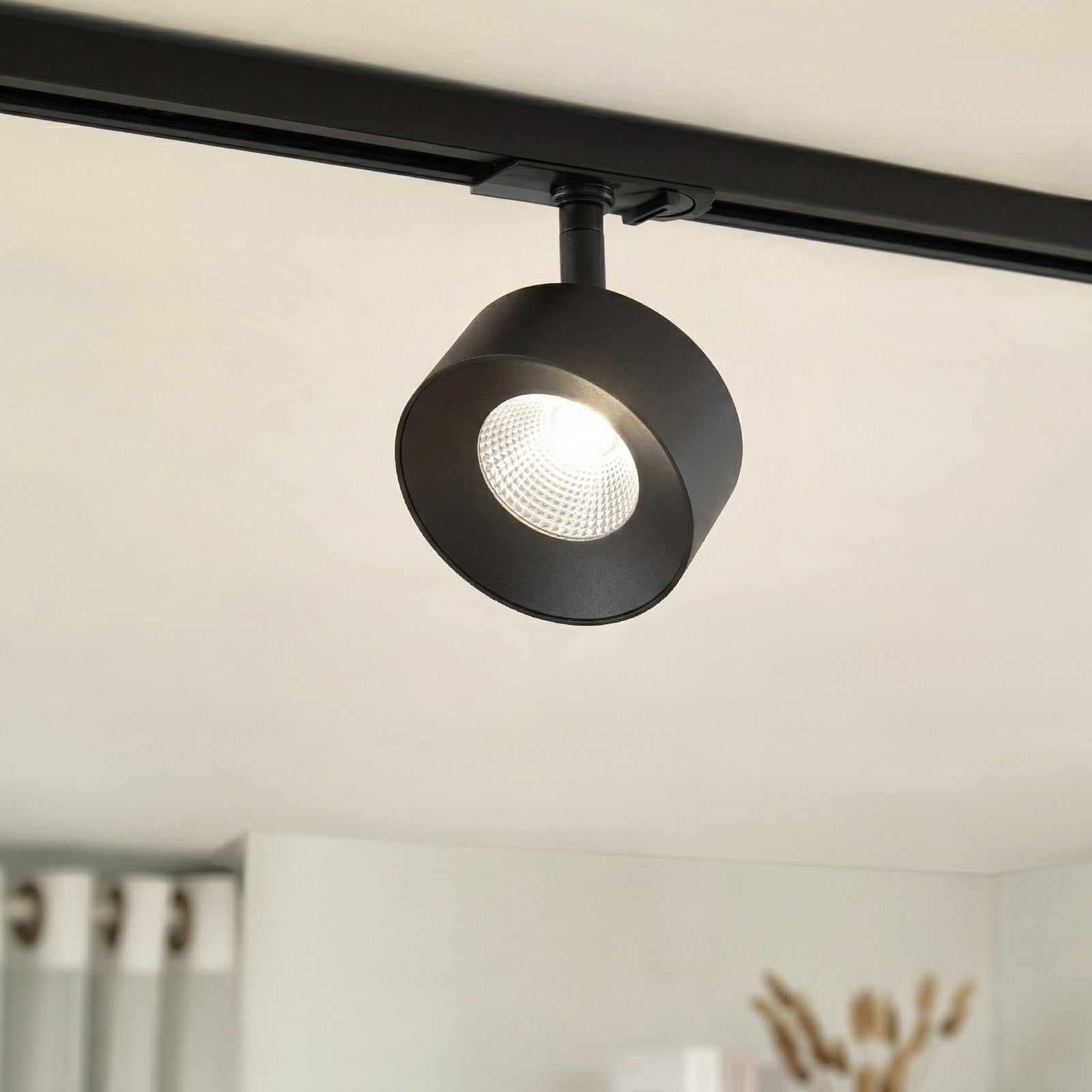 Lindby LED-skinnespot Linaro, sort, Ø 9,5 cm, 3.000 K