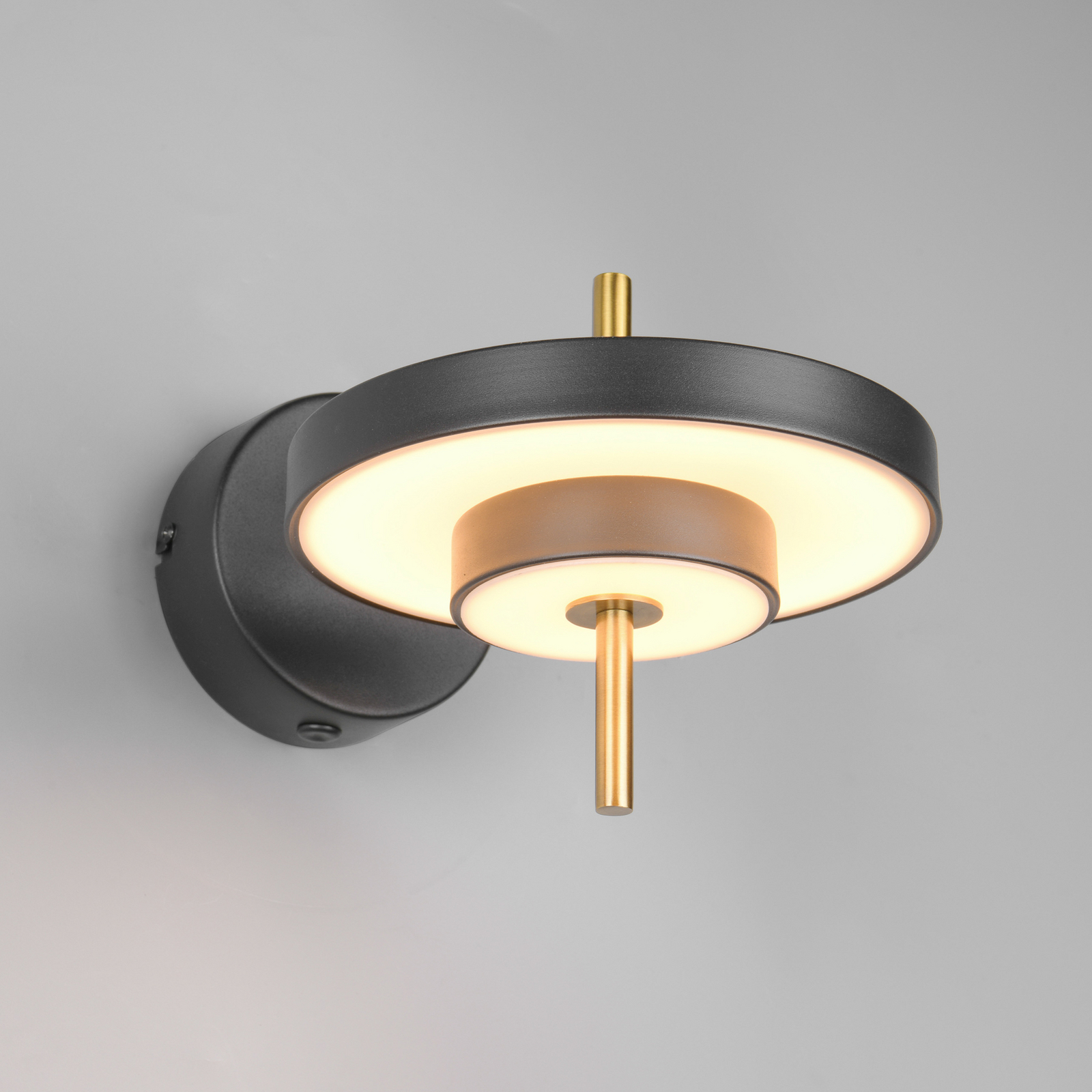 LED stenska svetilka Keaton, črna/zlata barva Ø 20 cm kovina, CCT LED stenska svetilka Keaton, črna/zlata barva Ø 20 cm kovina, CCT