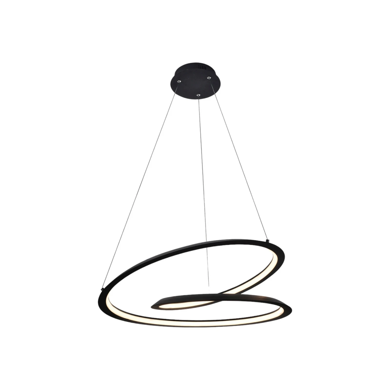Lámpara colgante Looping LED, negra. Metal, aluminio. Ø 60 cm