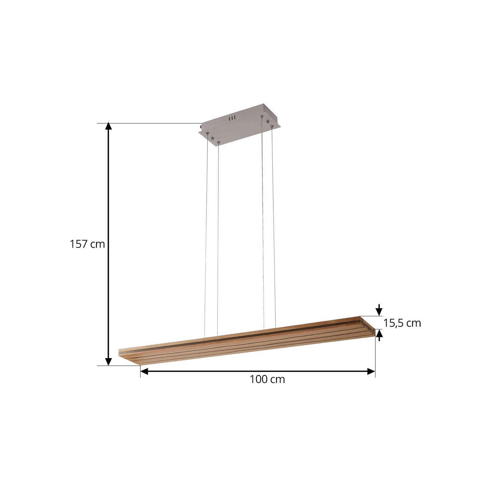 LED hanglamp Silja, hout, acryl, wit, 640lm