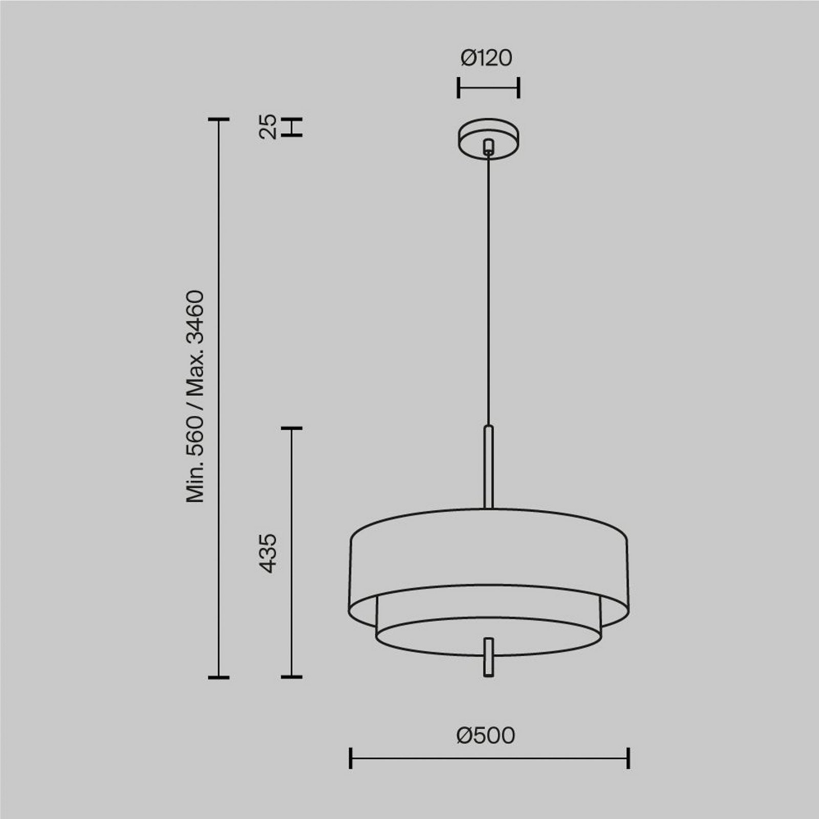 Maytoni lampă suspendată Bergamo gri/negru Ø 50 cm in - Camera de zi / sufragerie - gri negru alb - Țesătură / Textil