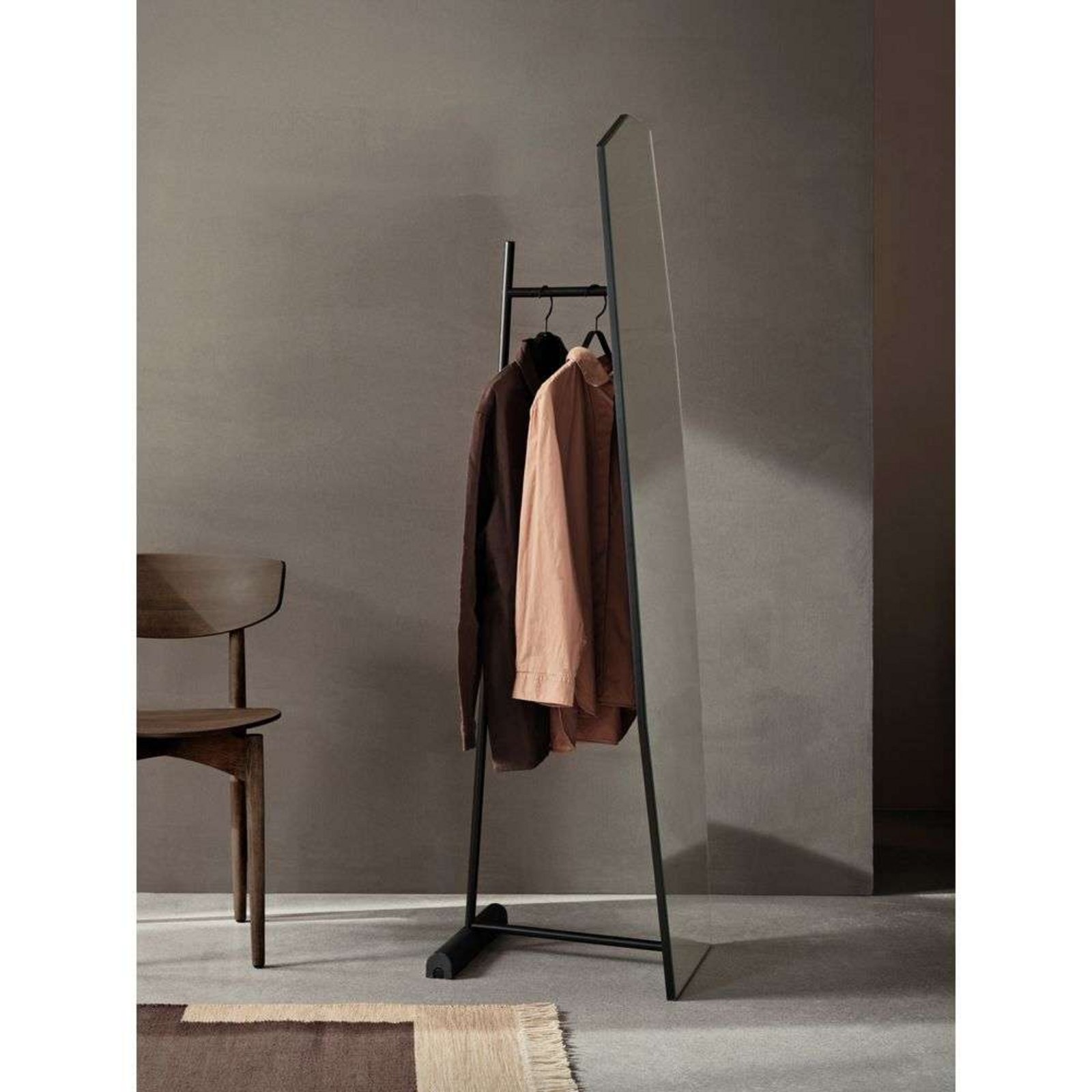 Shard Free Standing Mirror Full Size Black - ferm LIVING