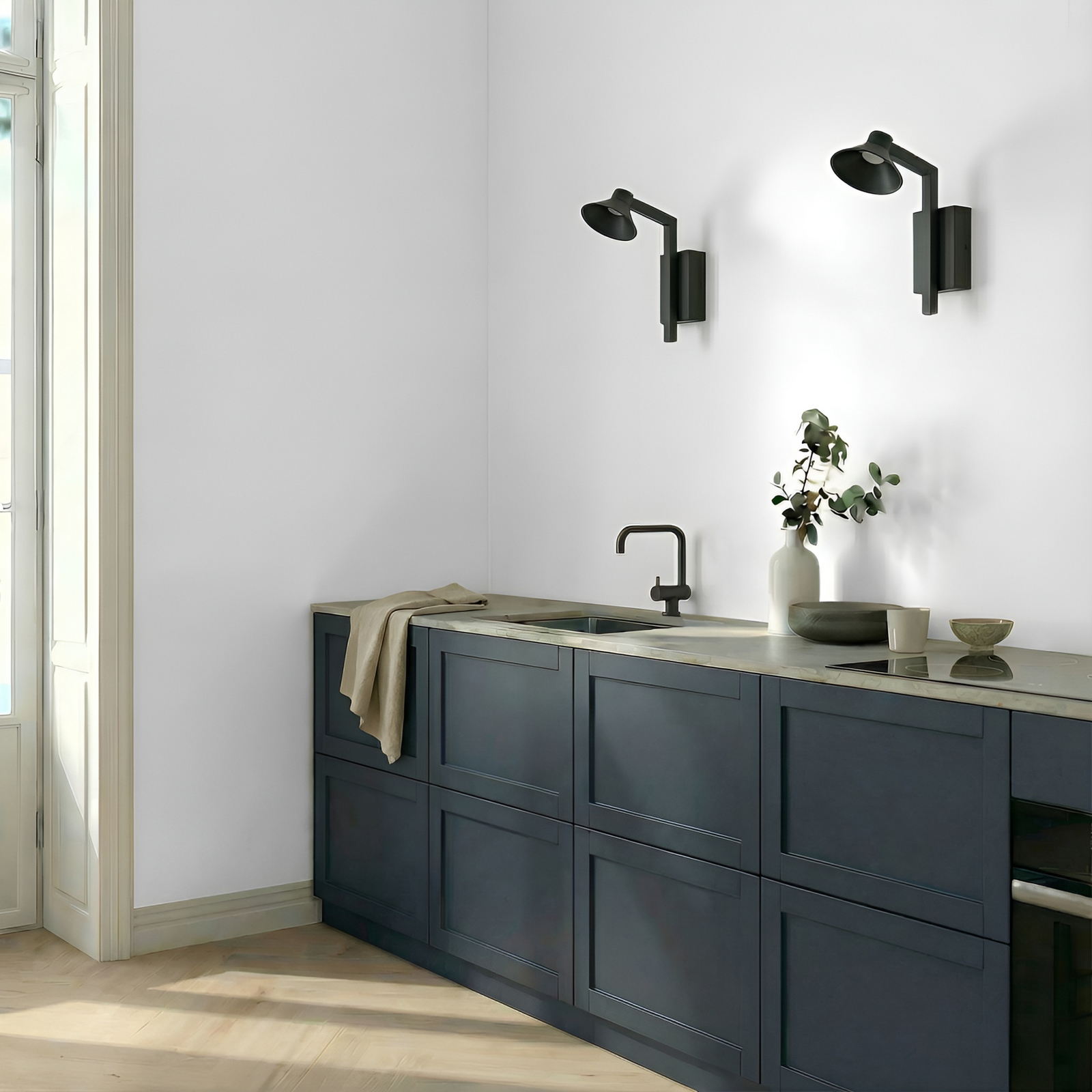 Lucande LED wall light Steve, black, 24 cm, USB, dimmable Lucande LED wall light Steve, black, 24 cm, USB, dimmable