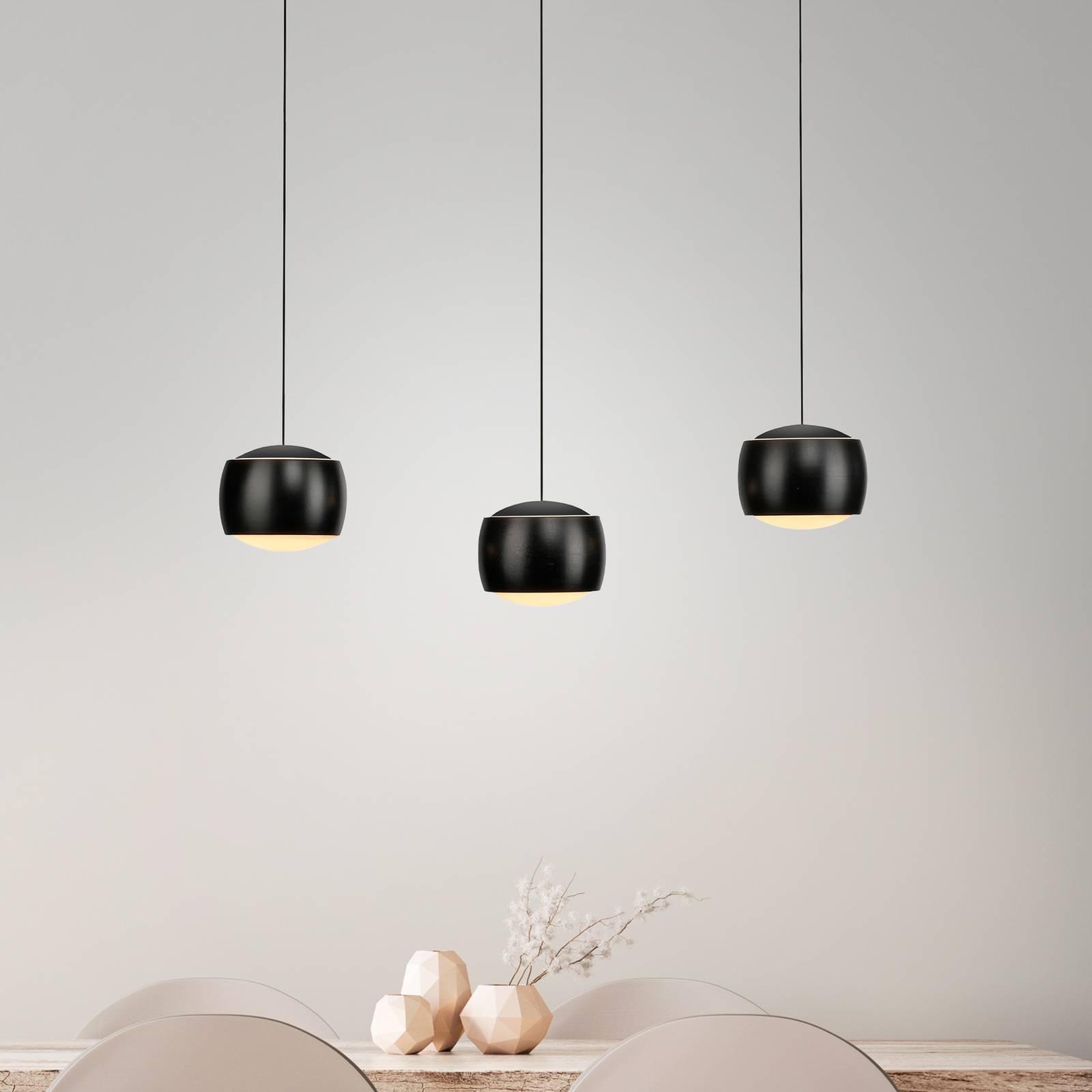 JUST LIGHT. Suspension LED Ballini noir 3 lampes Switchmo