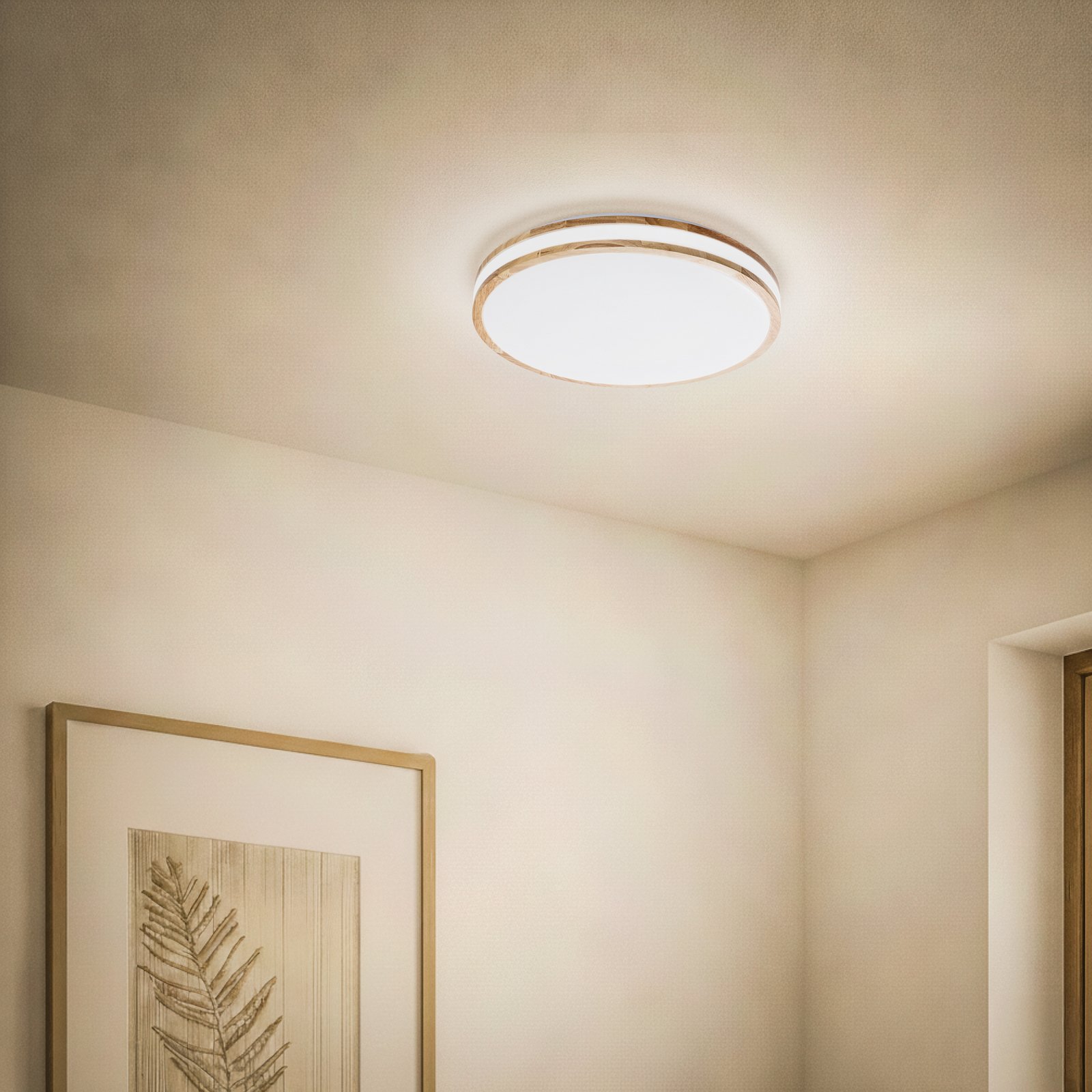 Lindby LED-kattovalaisin Emiva, 50cm, CCT, kaukosäädin, puu Lindby LED-kattovalaisin Emiva, 50cm, CCT, kaukosäädin, puu