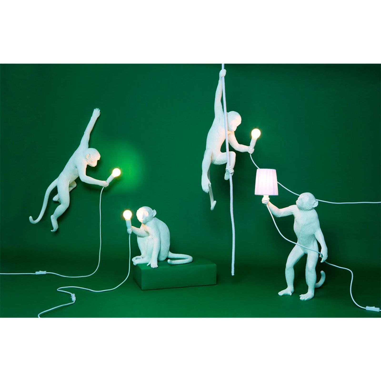 Monkey Hanging Wall Lamp Left White - Seletti