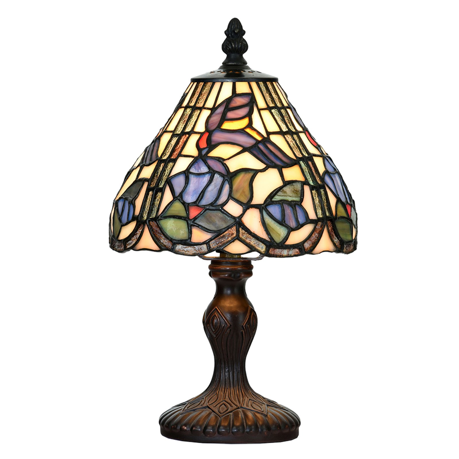 5LL-6181 bordlampe, tiffanystil, Ø 18 cm