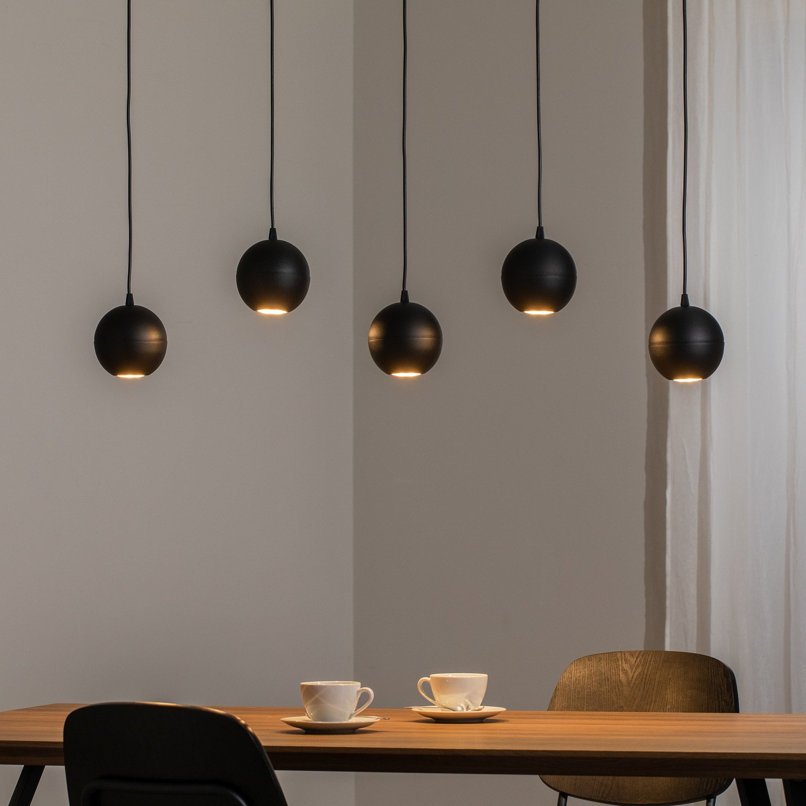HELAM Lampă suspendată Midnight complet neagră cu 5 becuri - Camera de zi / sufragerie - Modern - negru - Metal