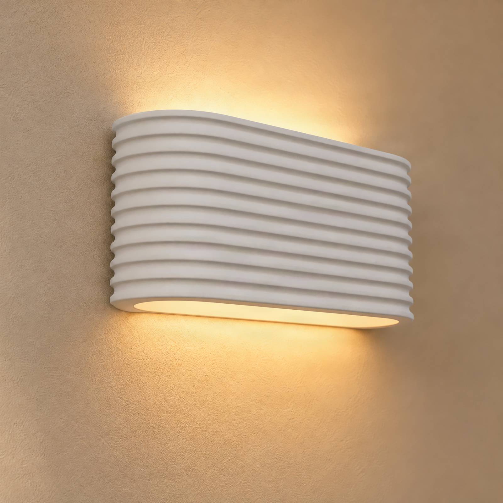 Lindby Wandleuchte Jurupa, weiß, Breite 25 cm, 2 x G9, Gips