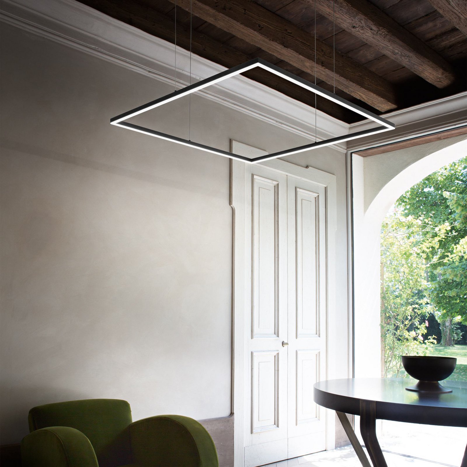 Ideal Lux LED-Pendel Oracle Slim 90 x 90 cm schwarz 3.000 K