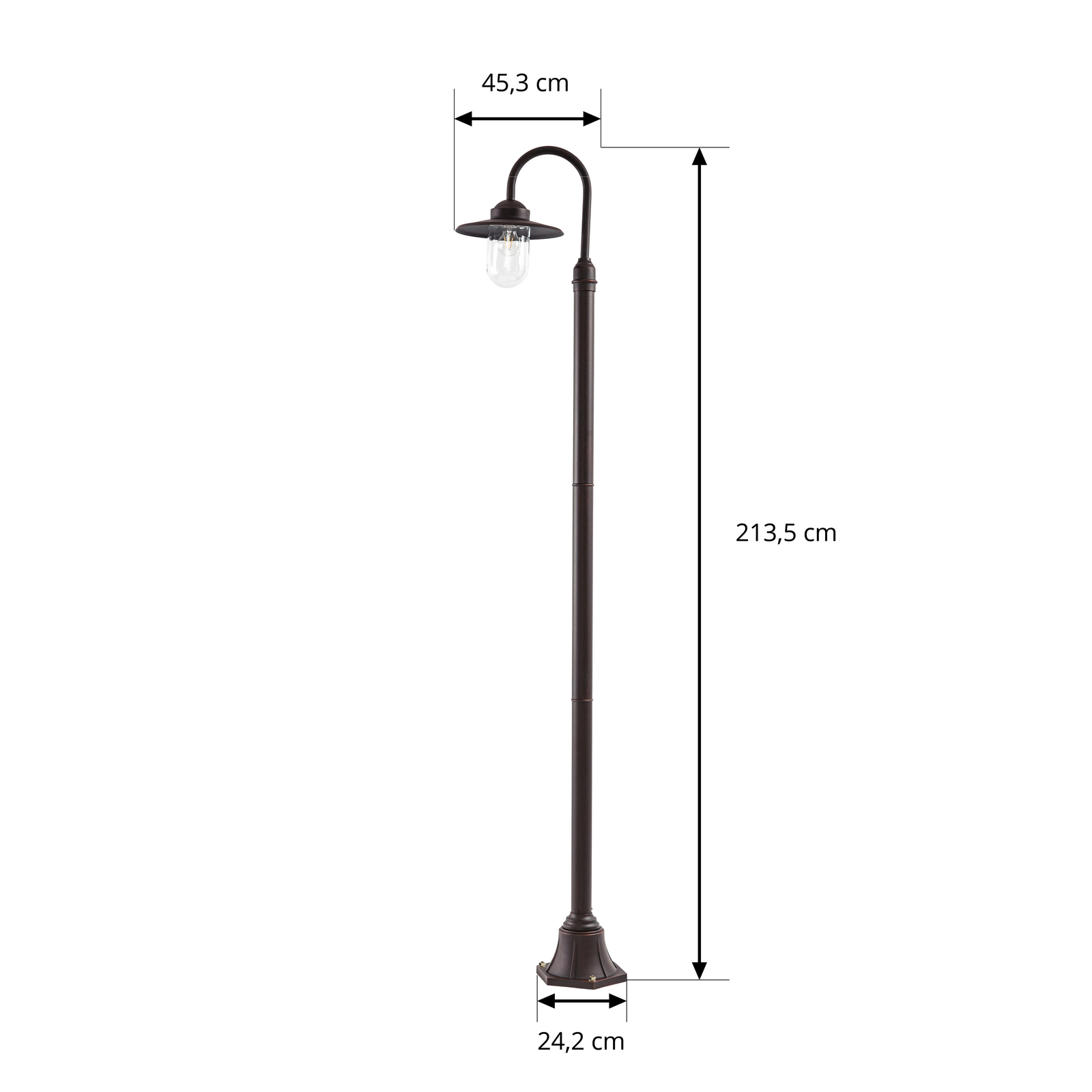 Lindby välisvalgusti Bilma, 1-lambiline, roostevaba, 220 cm, klaas, IP65 Lindby välisvalgusti Bilma, 1-lambiline, roostevaba, 220 cm, klaas, IP65