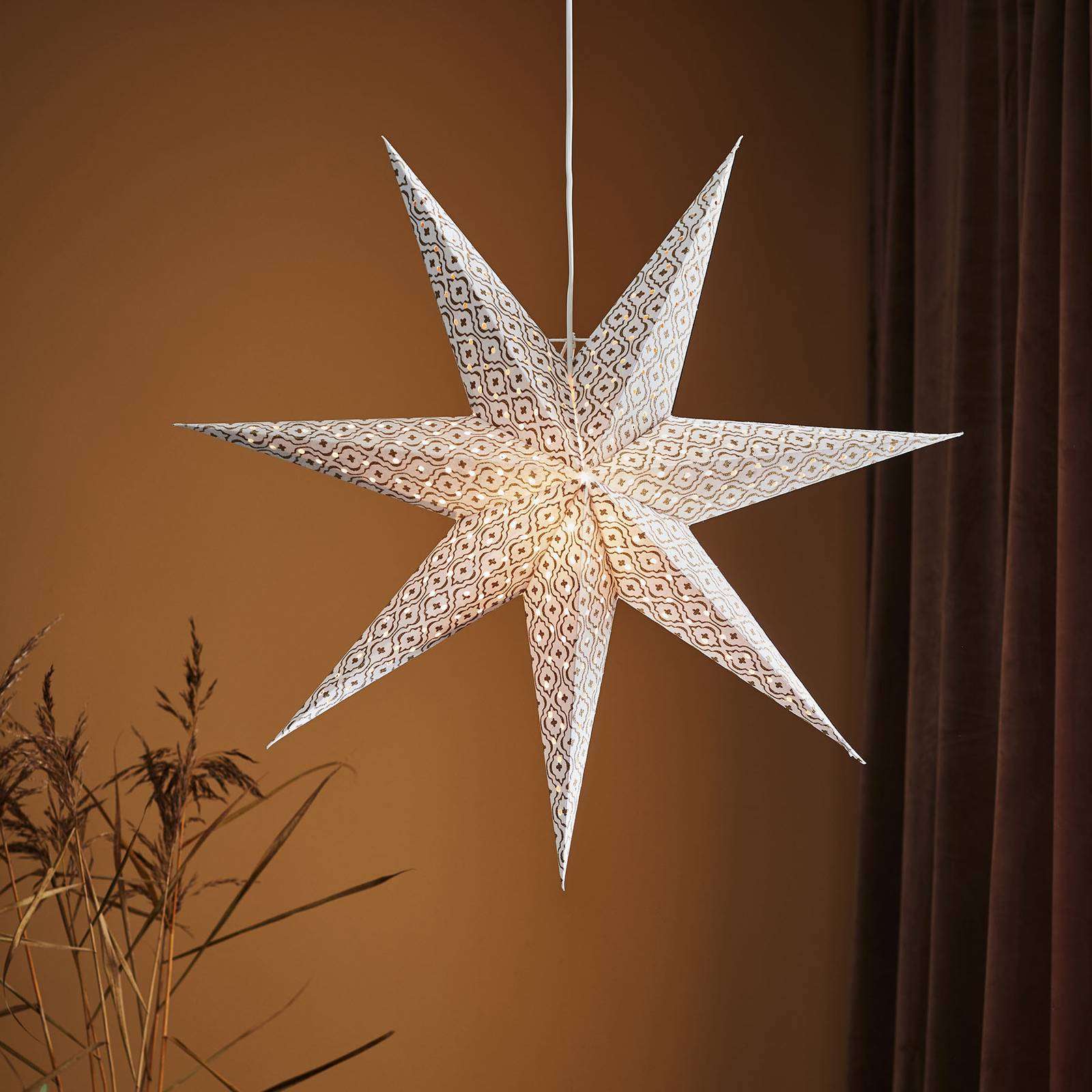 E-shop Dekoračná hviezda Baroque na zavesenie Ø75cm biela