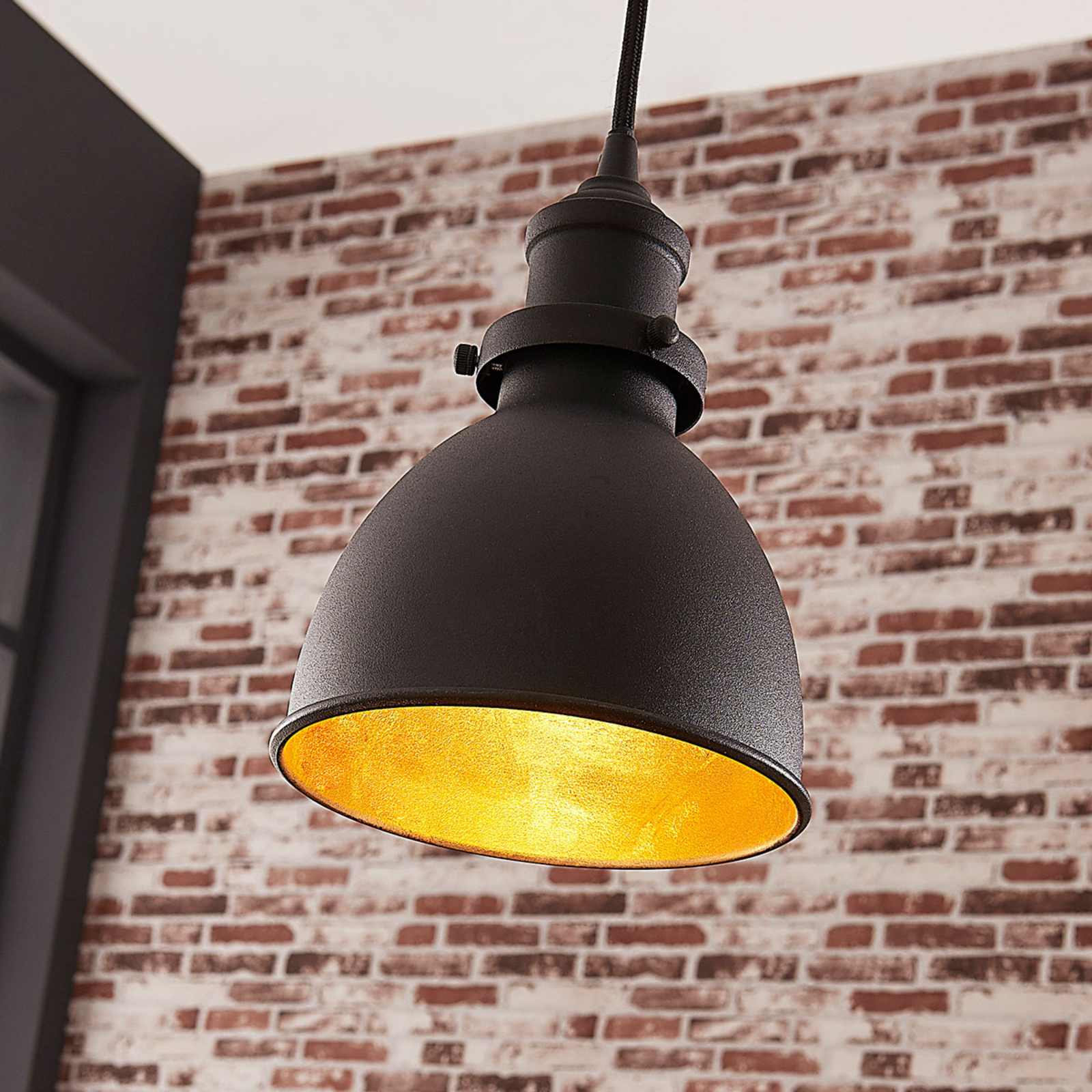 Lindby Black pendant light Jasminka, industrial style, for Kitchen, metal, E27, 60 W, energy efficiency: A++, H: 20 cm