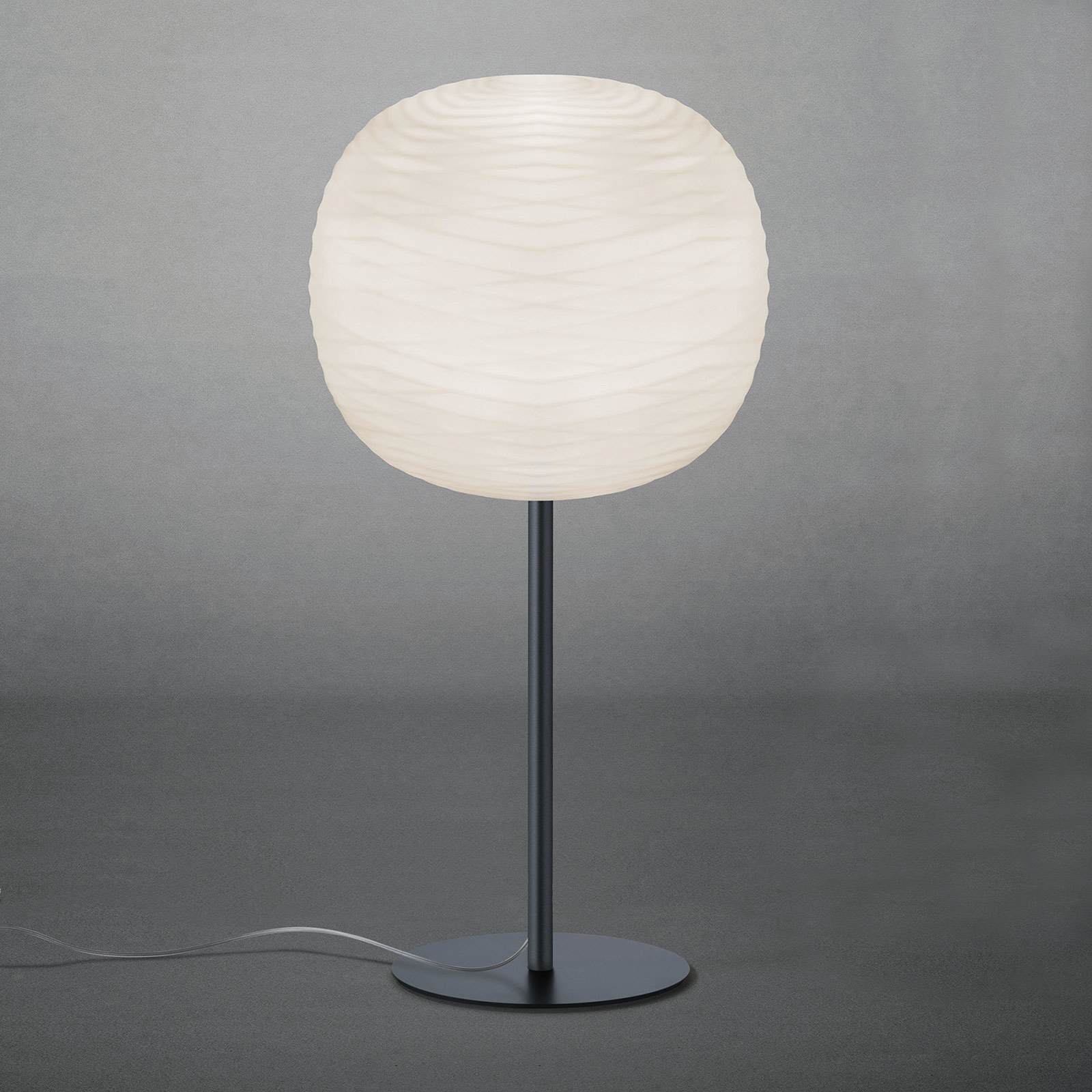 FOSCARINI Foscarini Gem tavolo alta table lamp, graphite, for Living / Dining Room, handblown glass, metal, E27, 57 W, energy efficiency: A++, H: 85 cm