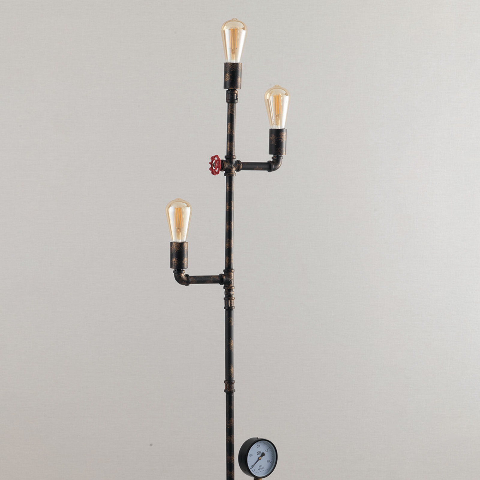 Vloerlamp Amarcord, roestbruin, 3-lamps