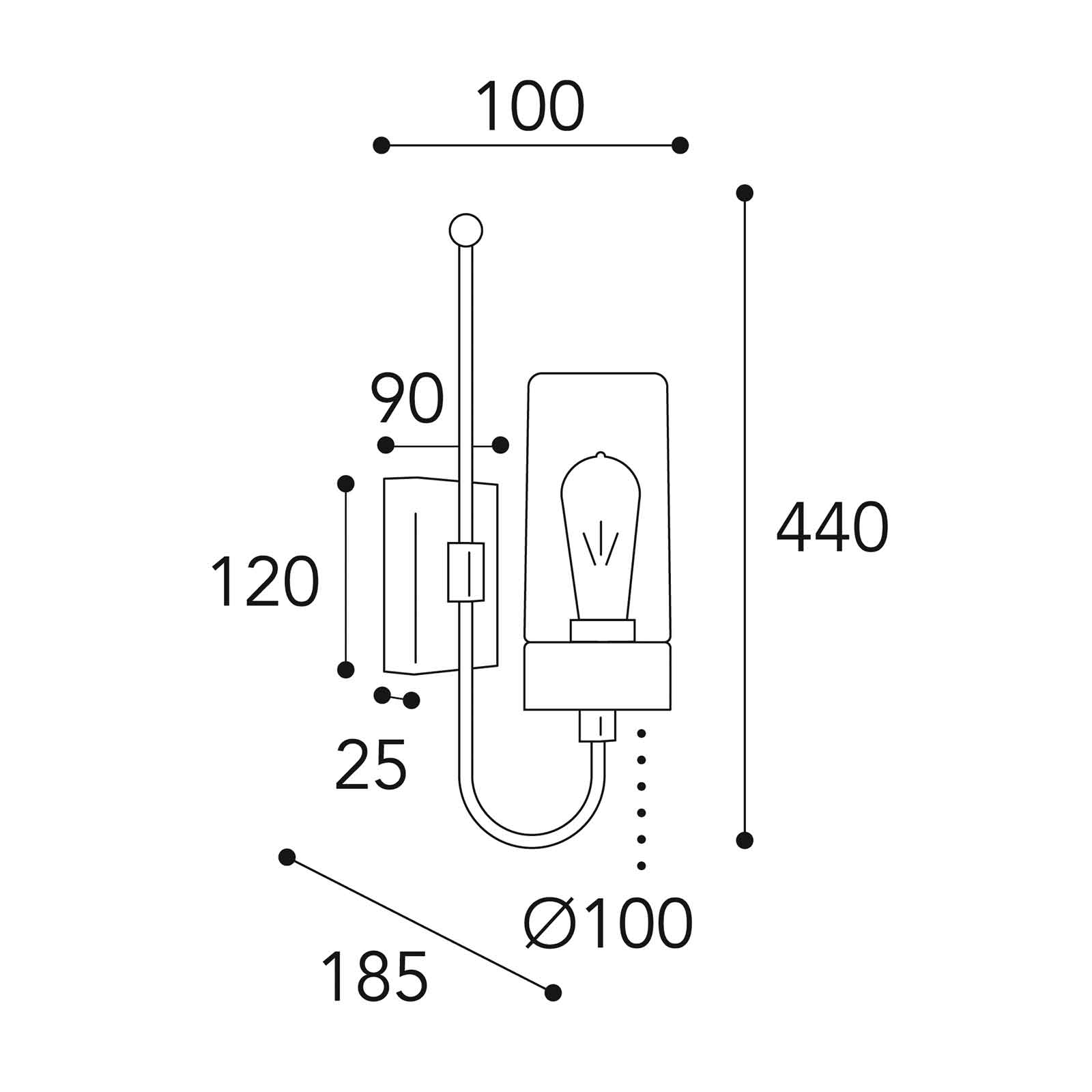 Utendørs vegglampe Silindar 3355, antikk messing