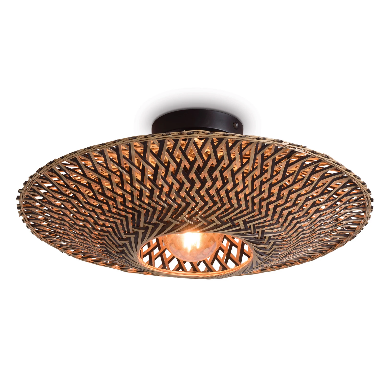 Plafonnier GOOD & MOJO Bali, Ø 44 cm, noir/naturel, bambou